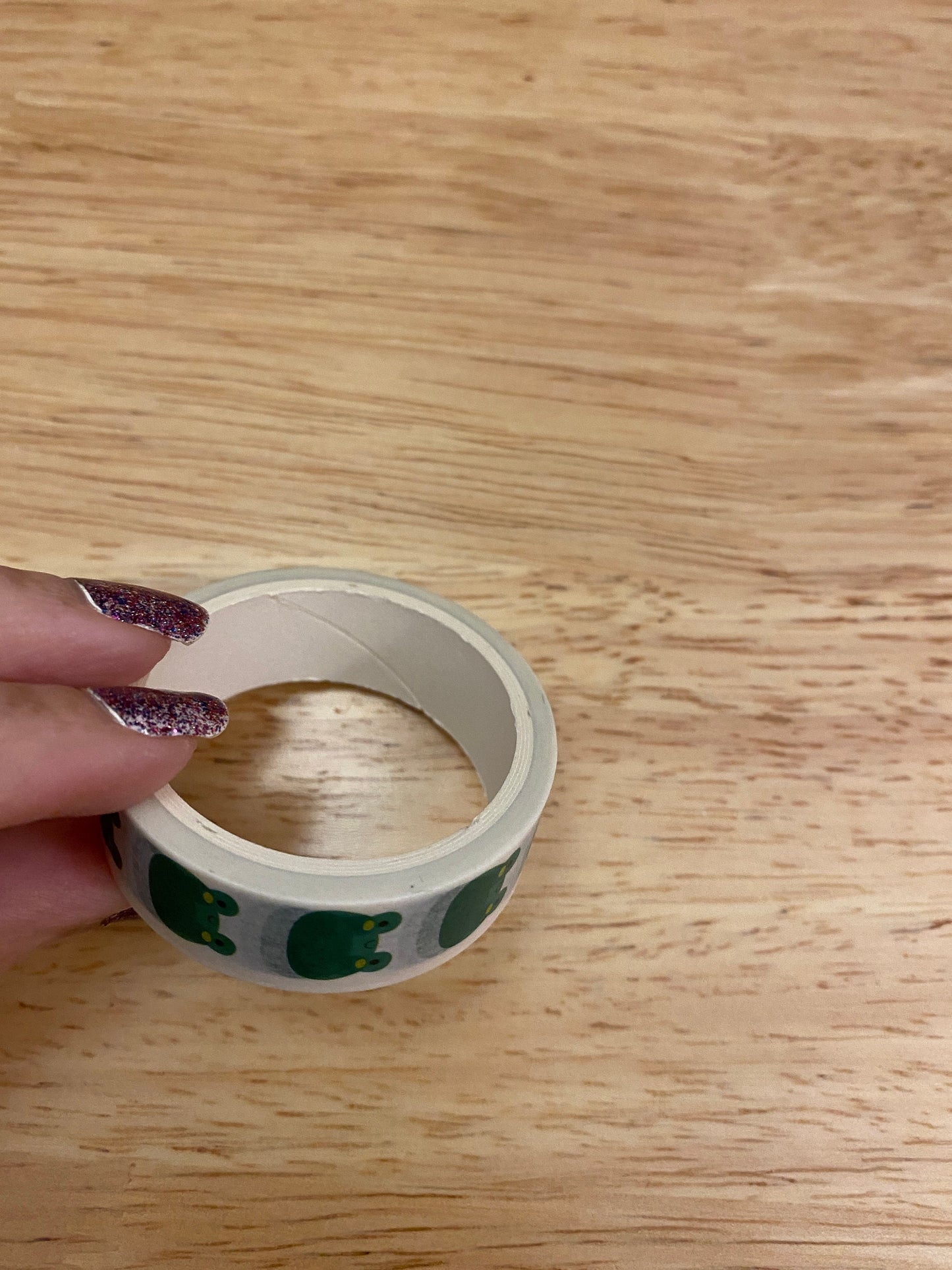 Big Roll of Kawaii Green Frog Washi Tape, Pony Washi Tape roll, Adhesive Masking Tapes, Frog Head Washi Tape