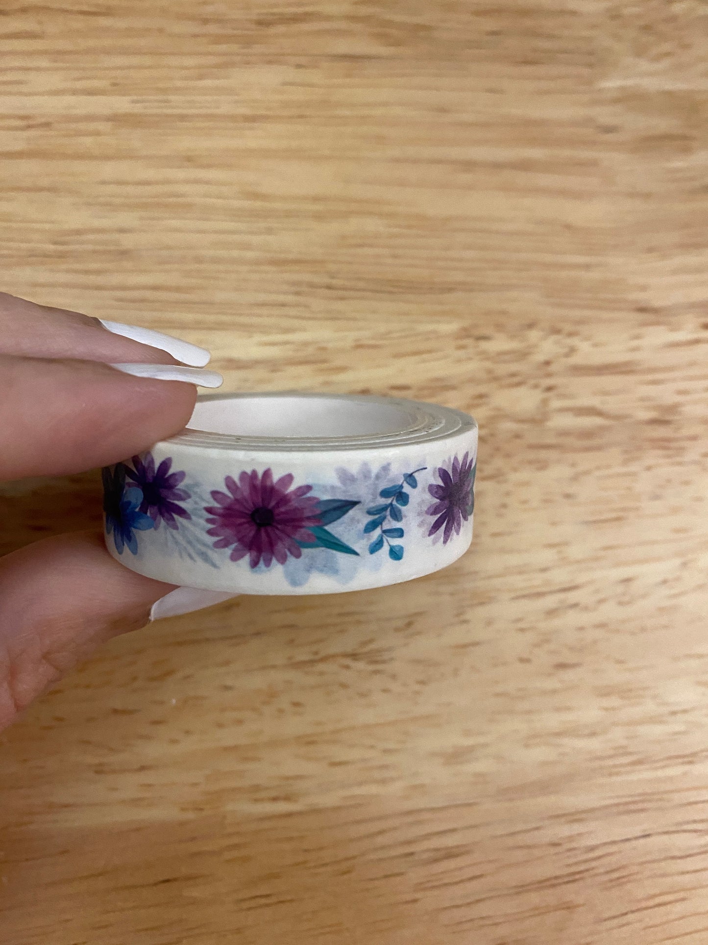 Big Roll of Purple and Blue flowers Washi Tape, Cute Flowers Washi Tape roll, Sample Washi Tape, Adhesive Masking Tapes