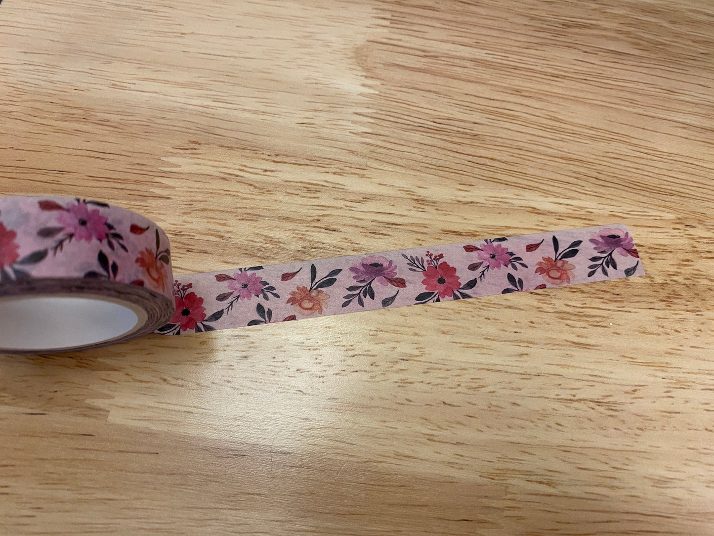 Big Roll of Pink Floral Washi Tape, Flower Washi Tape roll, Adhesive Masking Tapes, Pretty Flower Washi tape