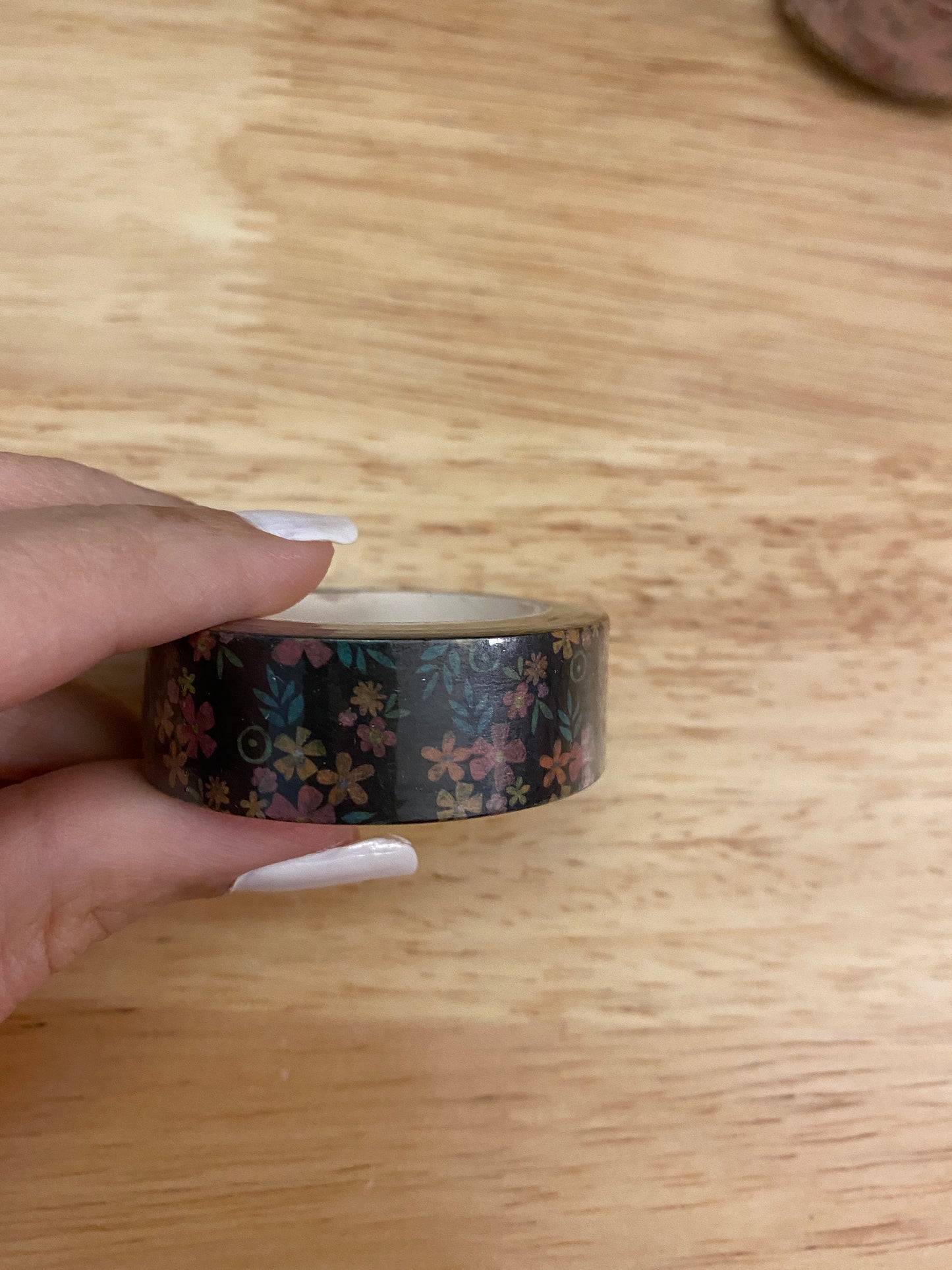 Big Roll of Black Floral Washi Tape, Cute Flower Washi Tape roll, Adhesive Masking Tapes, Pretty Flower Washi tape, Daisy looking flowers