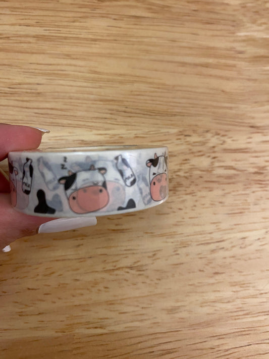 Big Roll of Kawaii Cow Heads Washi Tape