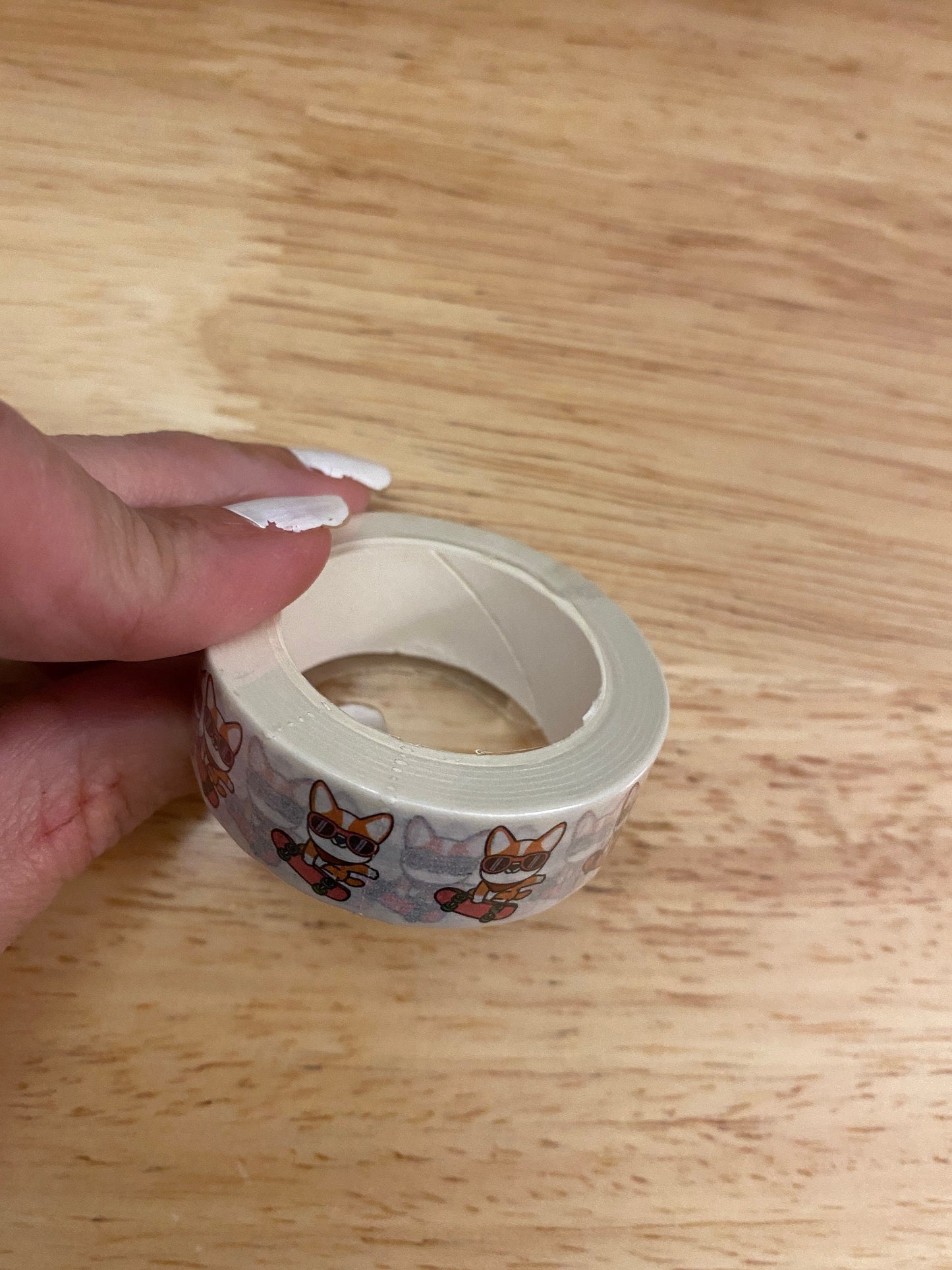 Big Roll of Dog on Skate Board Washi Tape, Dog with Sunglasses Washi Tape roll, Cute Dog Washi Tape, Dog Being Cool