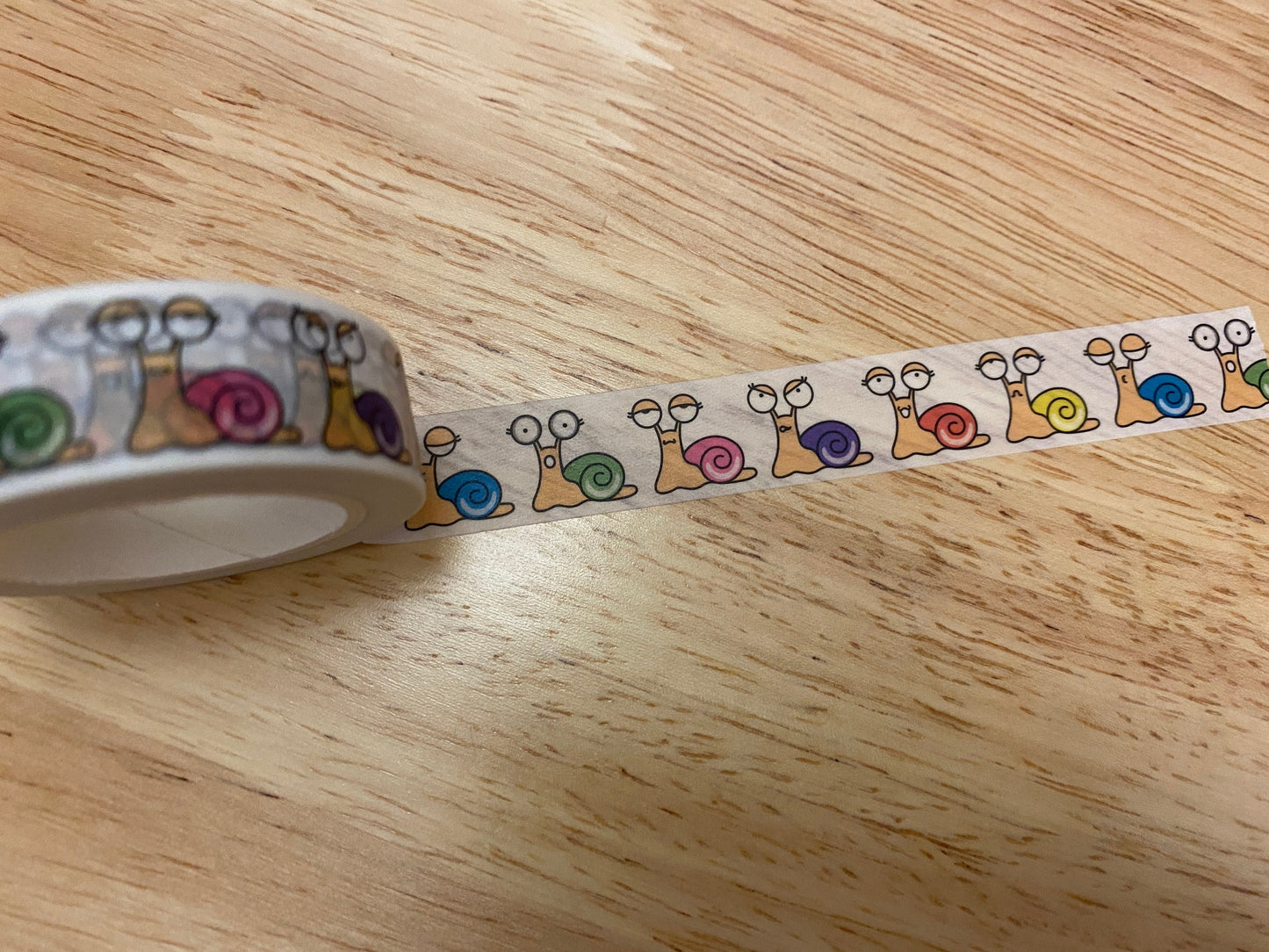 Big Roll of Colorful Snails Washi Tape, Snail Washi Tape roll, Cute Snail Washi Tape