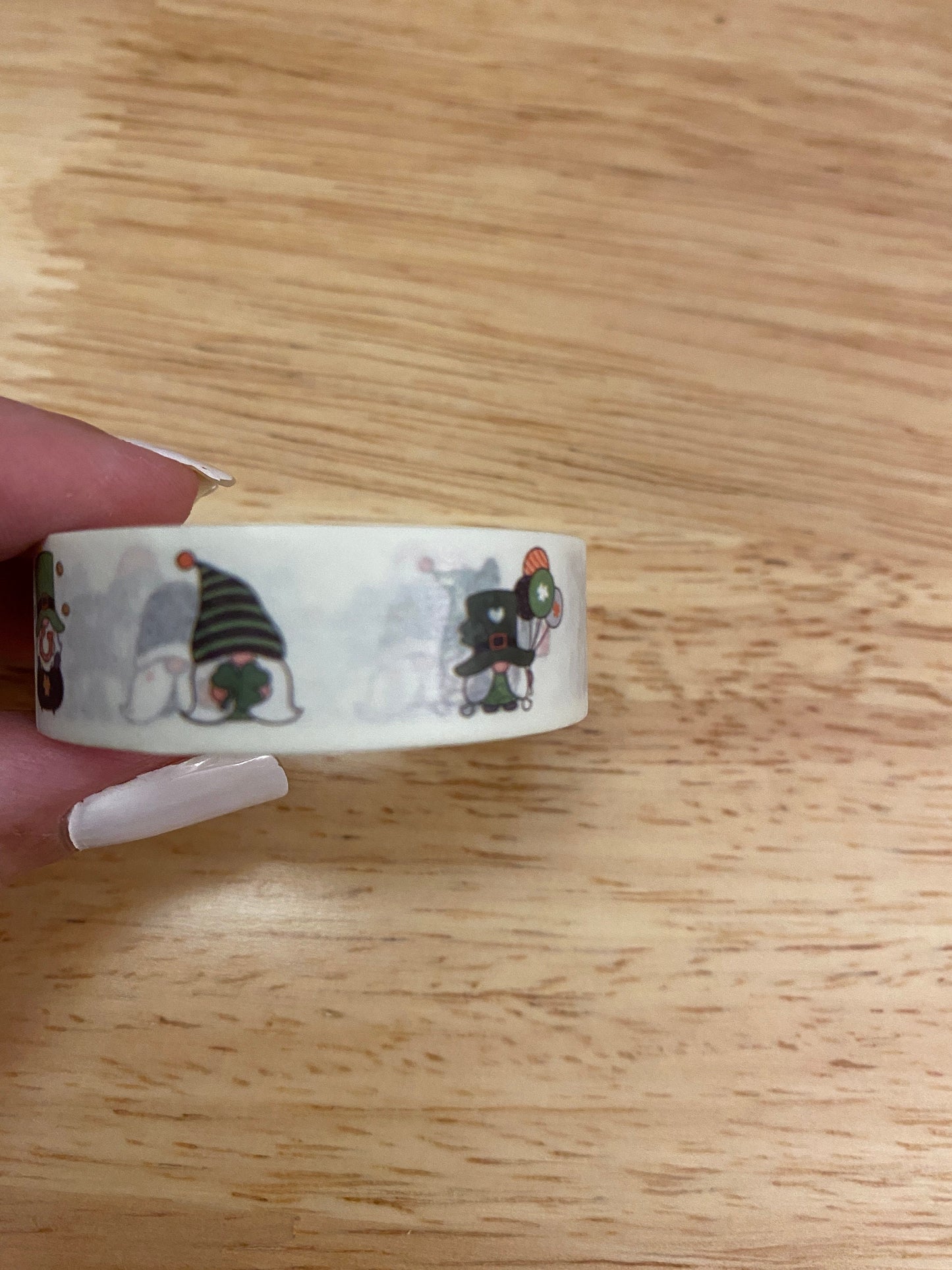 Big Roll of St Patty Day Gnomes Washi Tape, Green Dressed up Gnomes Washi Tape roll, Cute Gnomes Washi tape