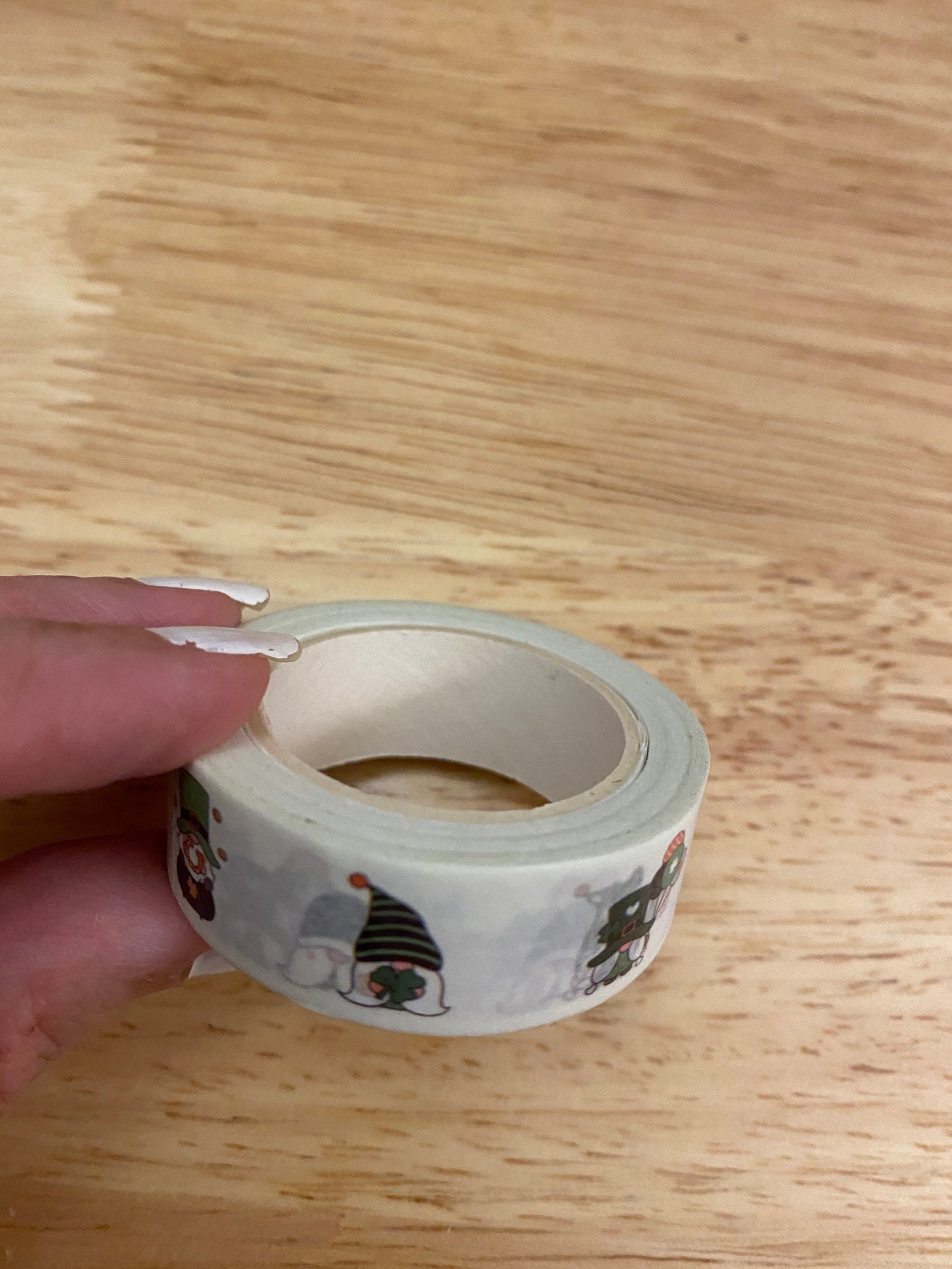 Big Roll of St Patty Day Gnomes Washi Tape, Green Dressed up Gnomes Washi Tape roll, Cute Gnomes Washi tape
