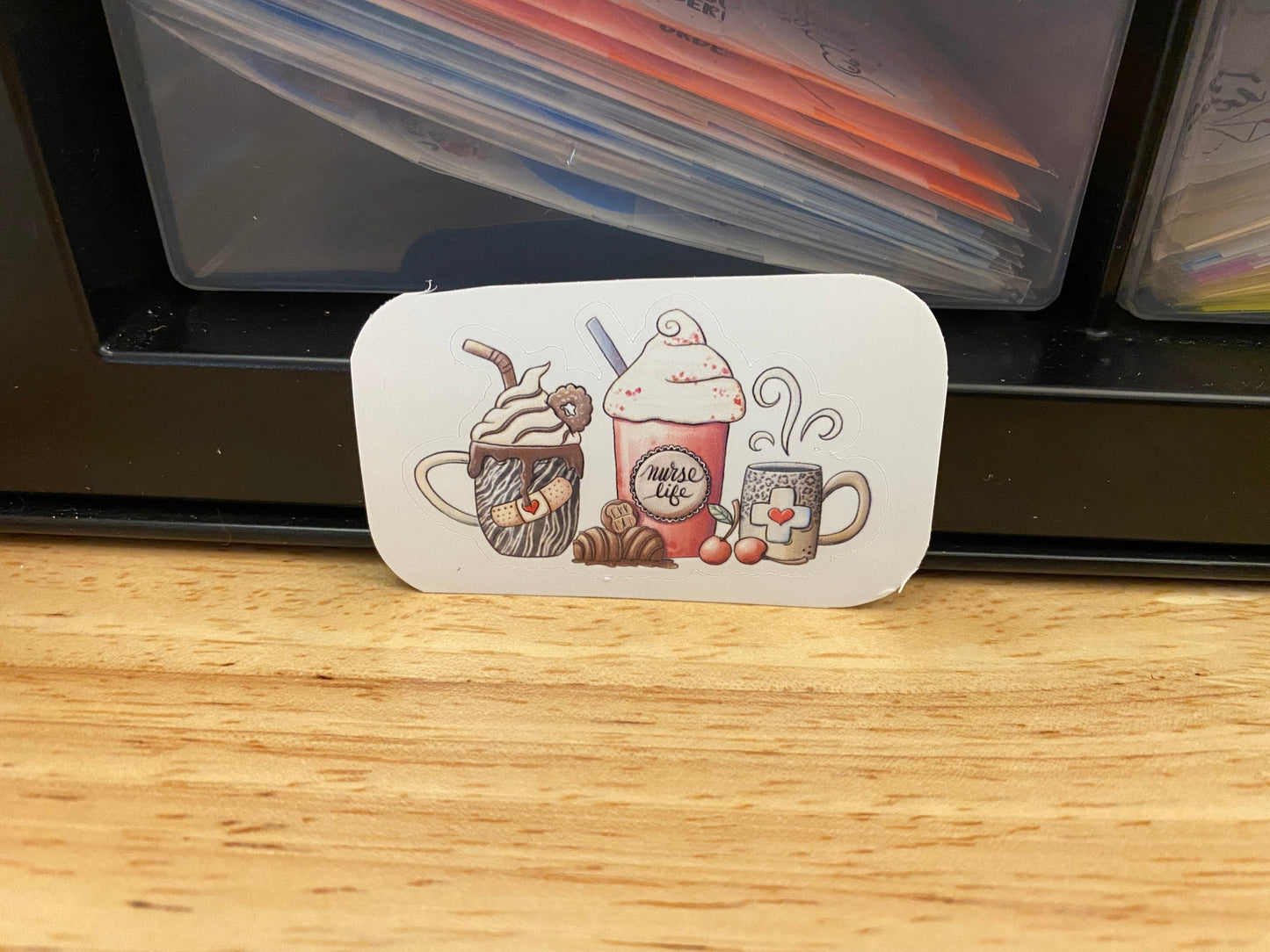 Medical Coffee Cups with Bandages STICKER, Cute Bandaged Coffee Cups Sticker, Cute Coffee Medical needed Sticker, Coffee Sticker
