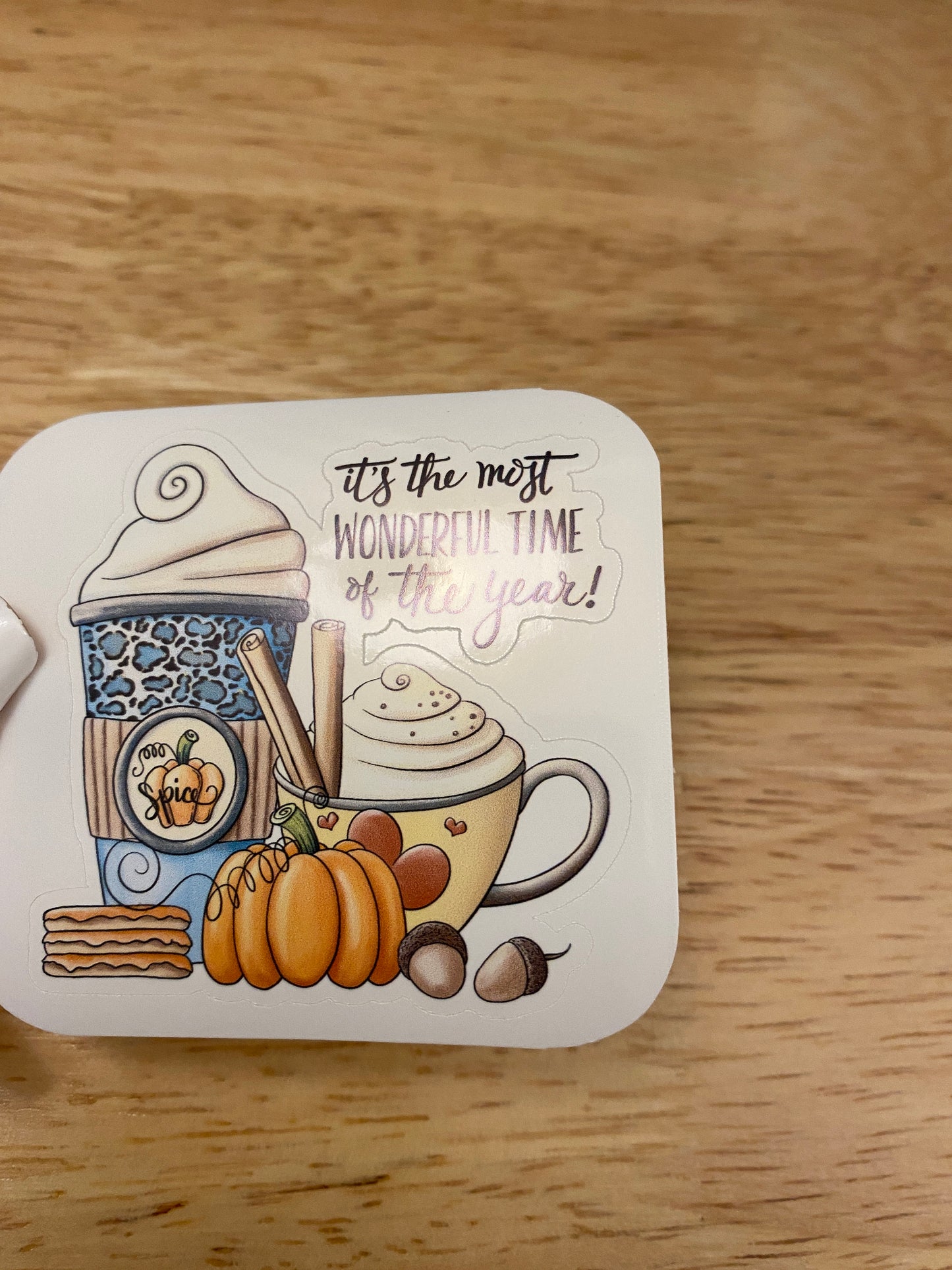 Its the most Wonderful Time of the Year Sticker, Fall Sticker, Pumpkin Sticker, Coffee Pumpkin sticker, Fall Design