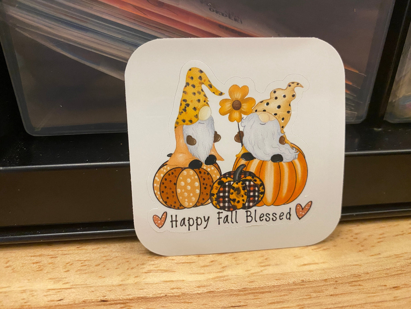 Happy Fall Blessed Gnome STICKER, Autumn Sticker, Holographic option, Cute Fall Gnomes Design Sticker, Gnomies Love Fall design