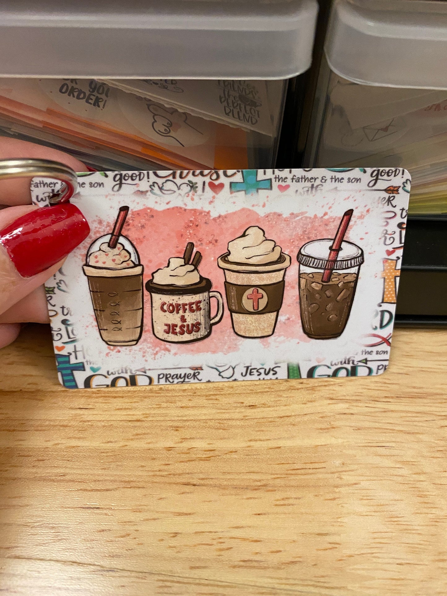 Coffee and Jesus Key Chain Double Sided