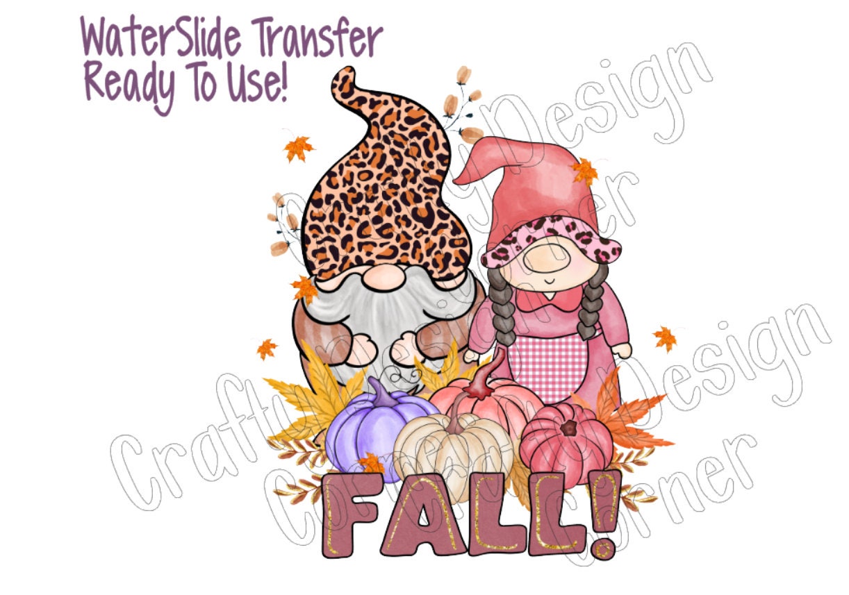 RTP Fall Gnome Couple Sublimation or clear Waterslide option