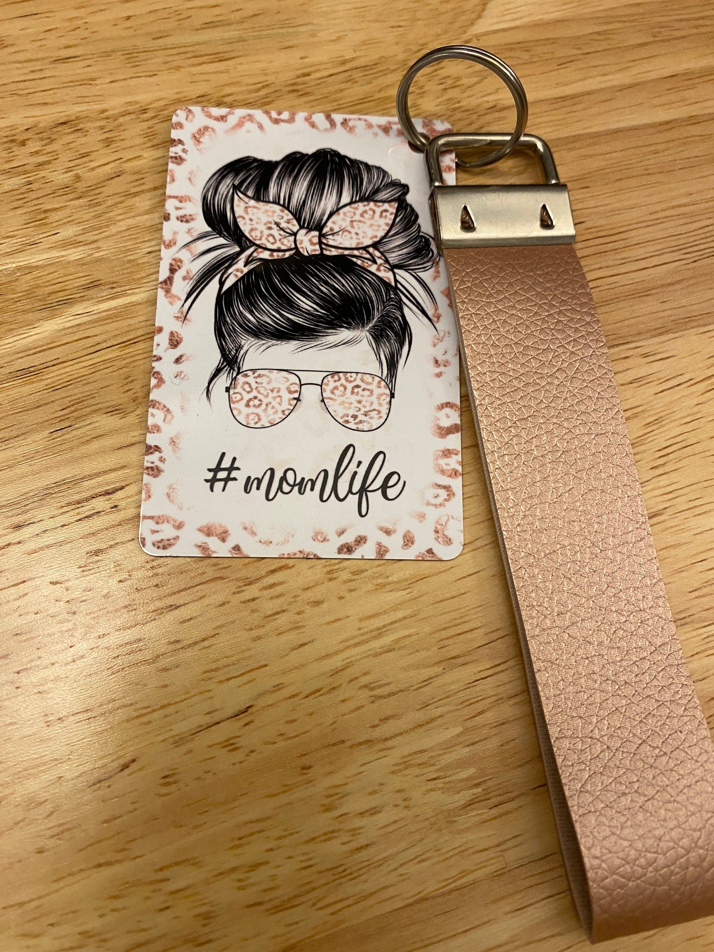 MomLife Key Chain with Faux Leather strap Double Sided