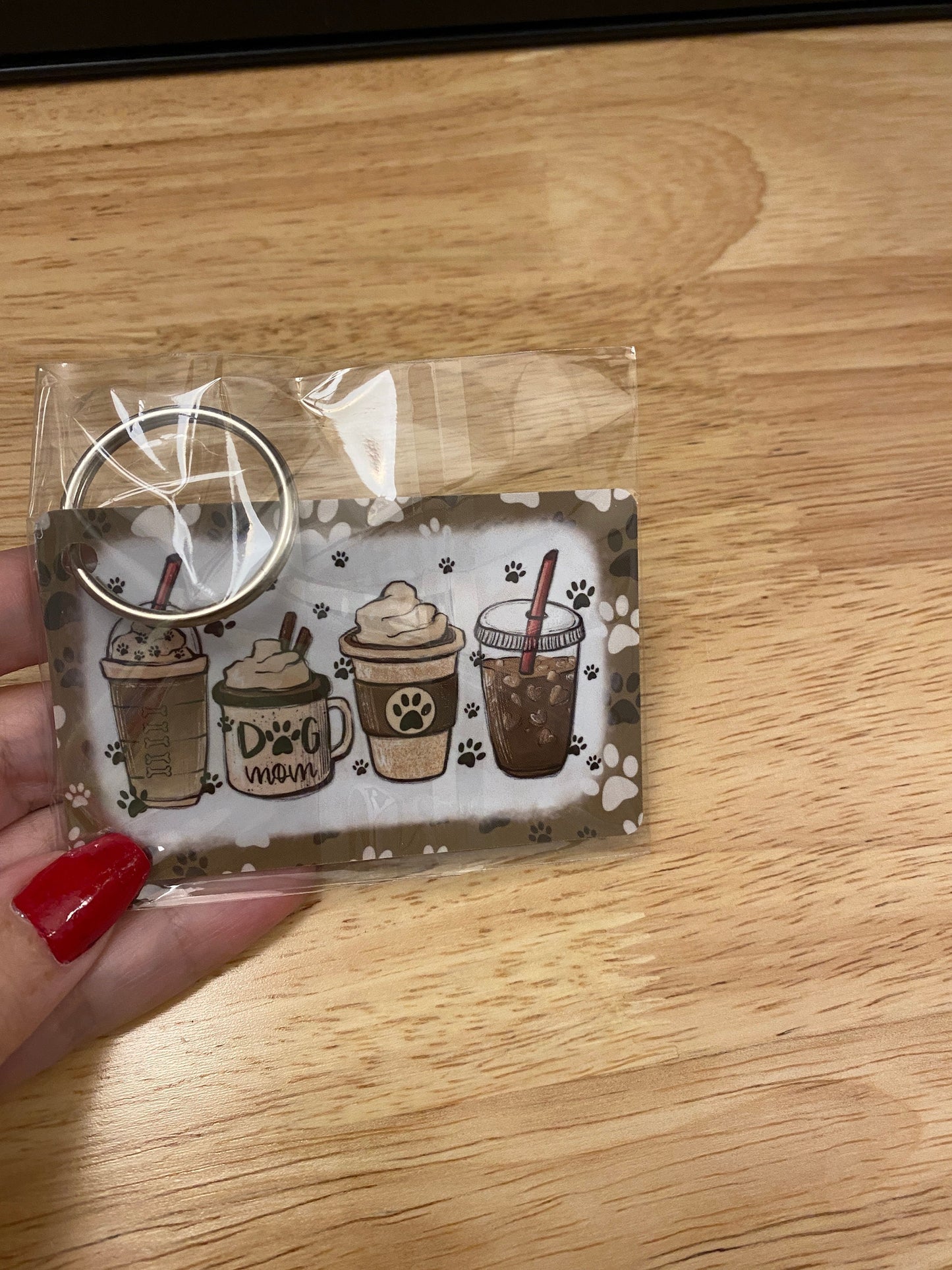 Dog Mom Coffee Lover Key Chain Double Sided