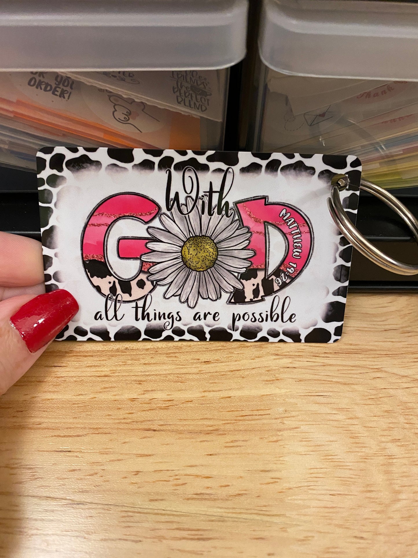 With God All Things are Possible Key Chain Double Sided