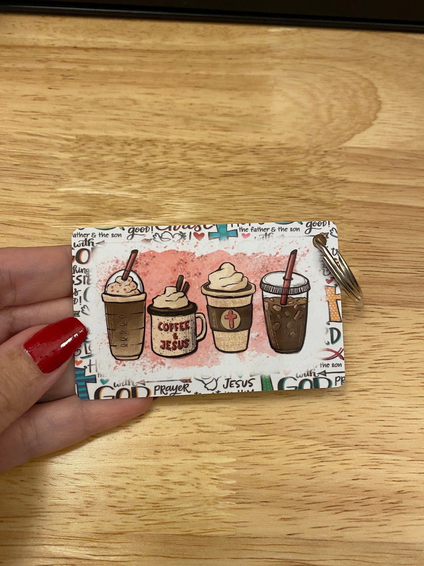 Coffee and Jesus Key Chain Double Sided