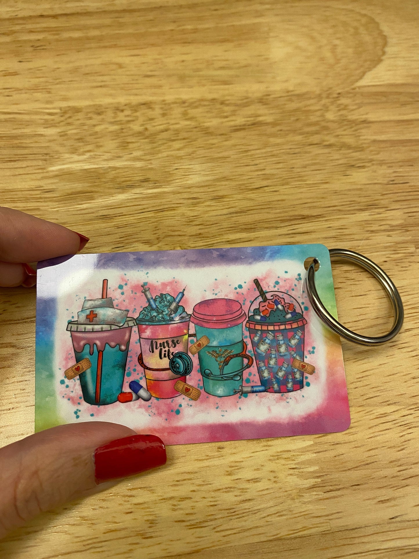 Nurse Life Coffee Lover Key Chain Double Sided