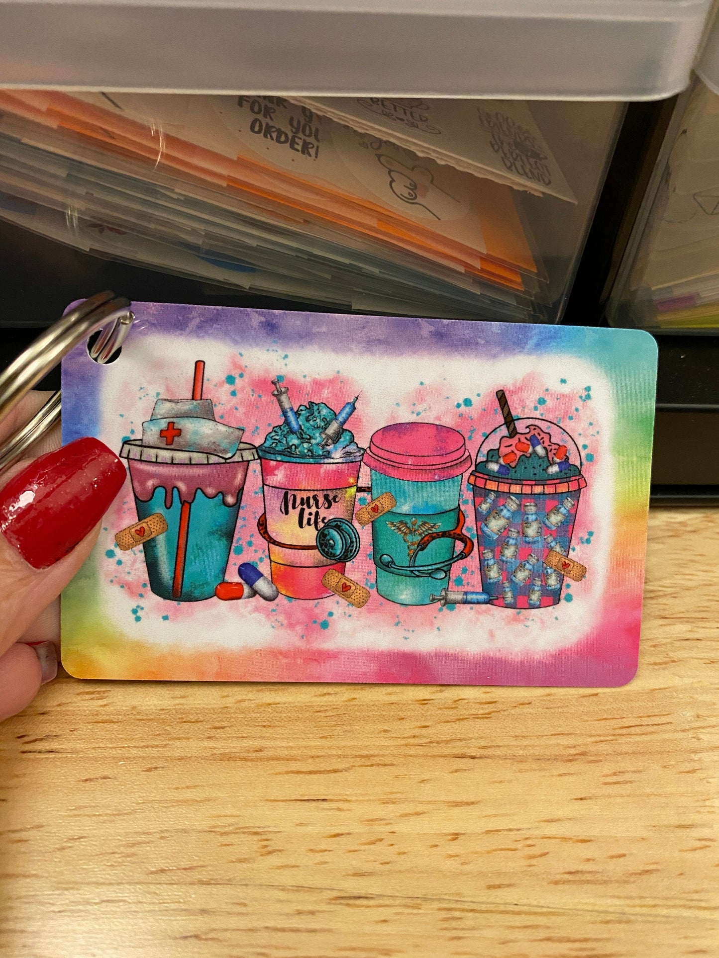 Nurse Life Coffee Lover Key Chain Double Sided