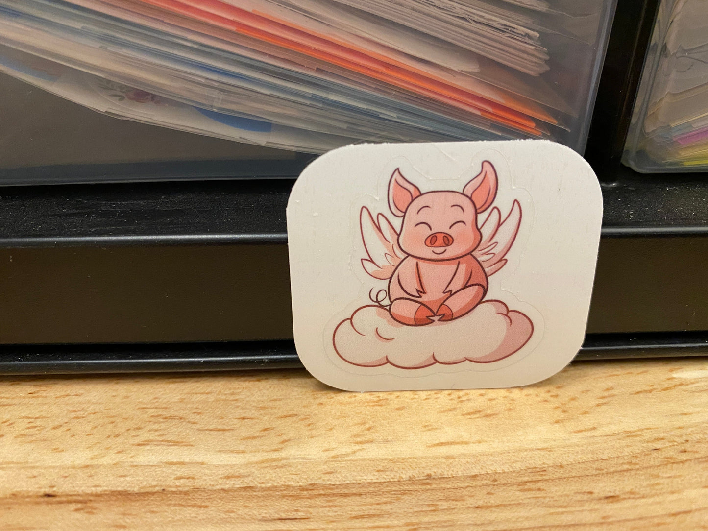 Flying Pig on Clouds STICKER