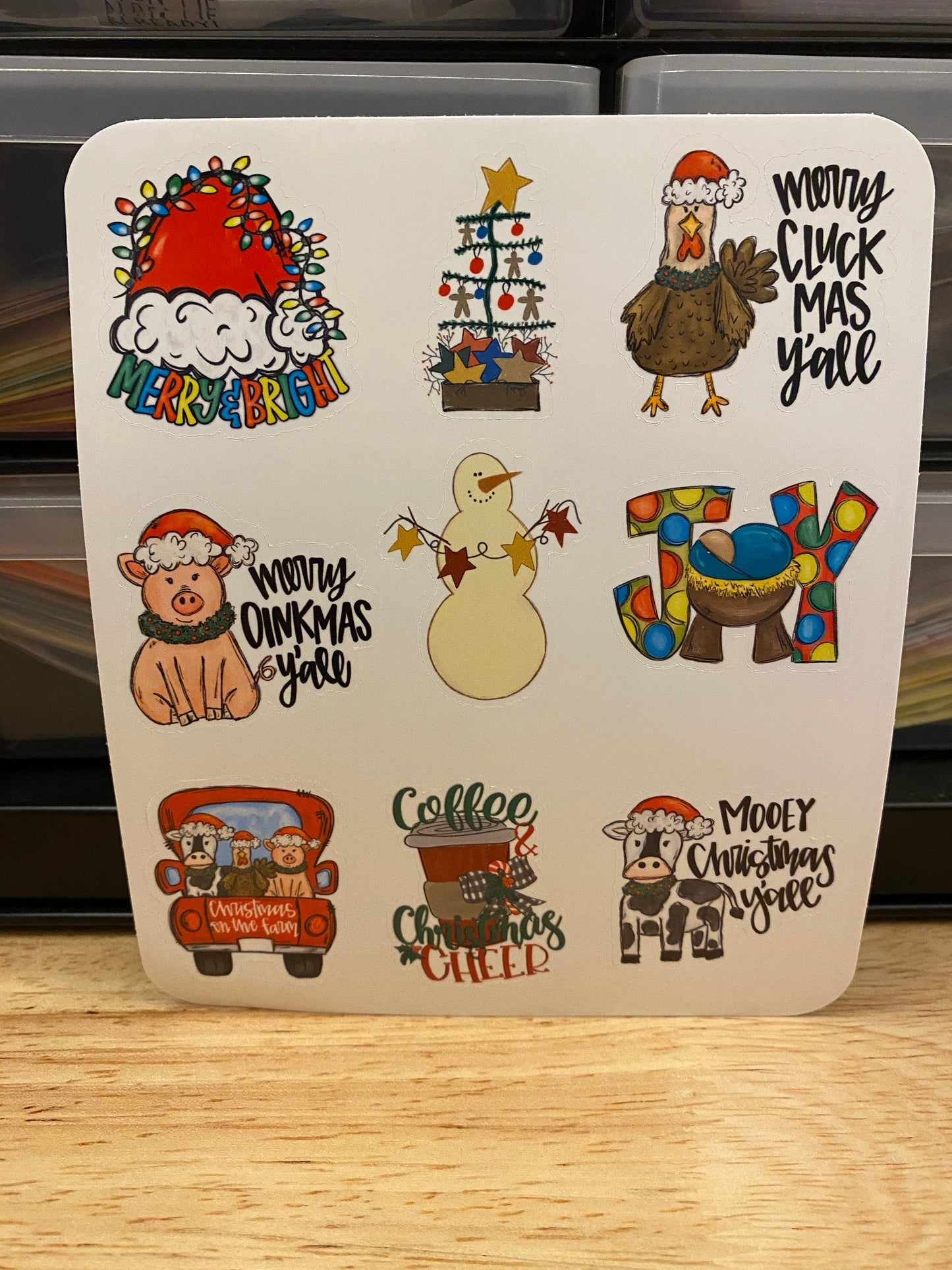 BOPP Christmas Farm Animals Stickers Sheet, Xmas Sticker Sheet, Cute Christmas sheet Sticker
