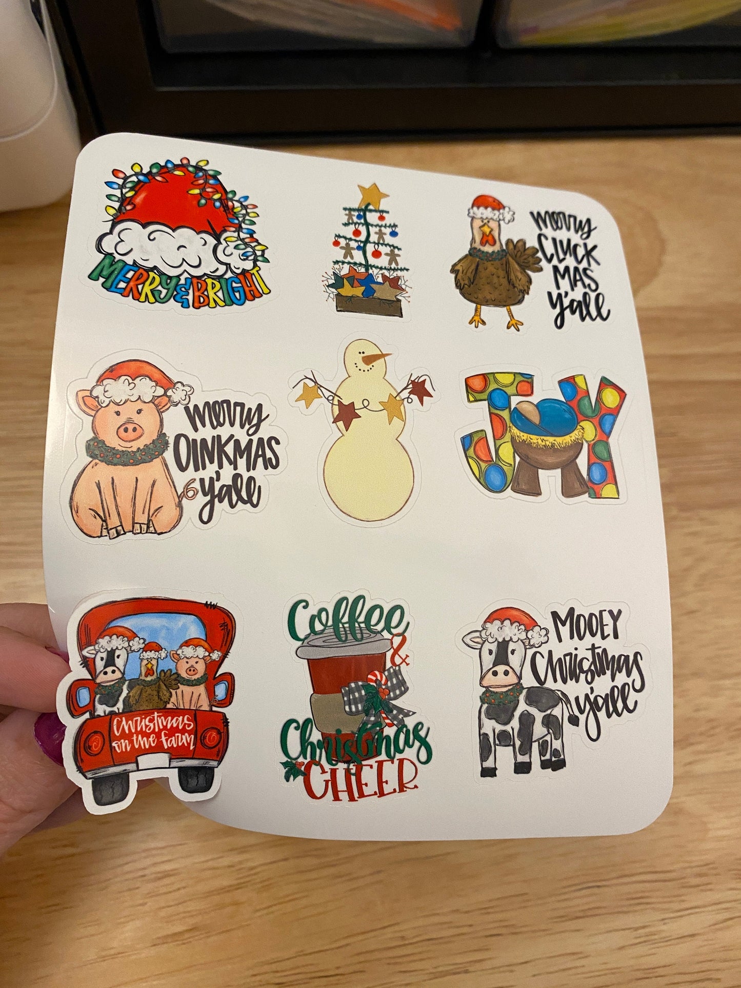 BOPP Christmas Farm Animals Stickers Sheet, Xmas Sticker Sheet, Cute Christmas sheet Sticker