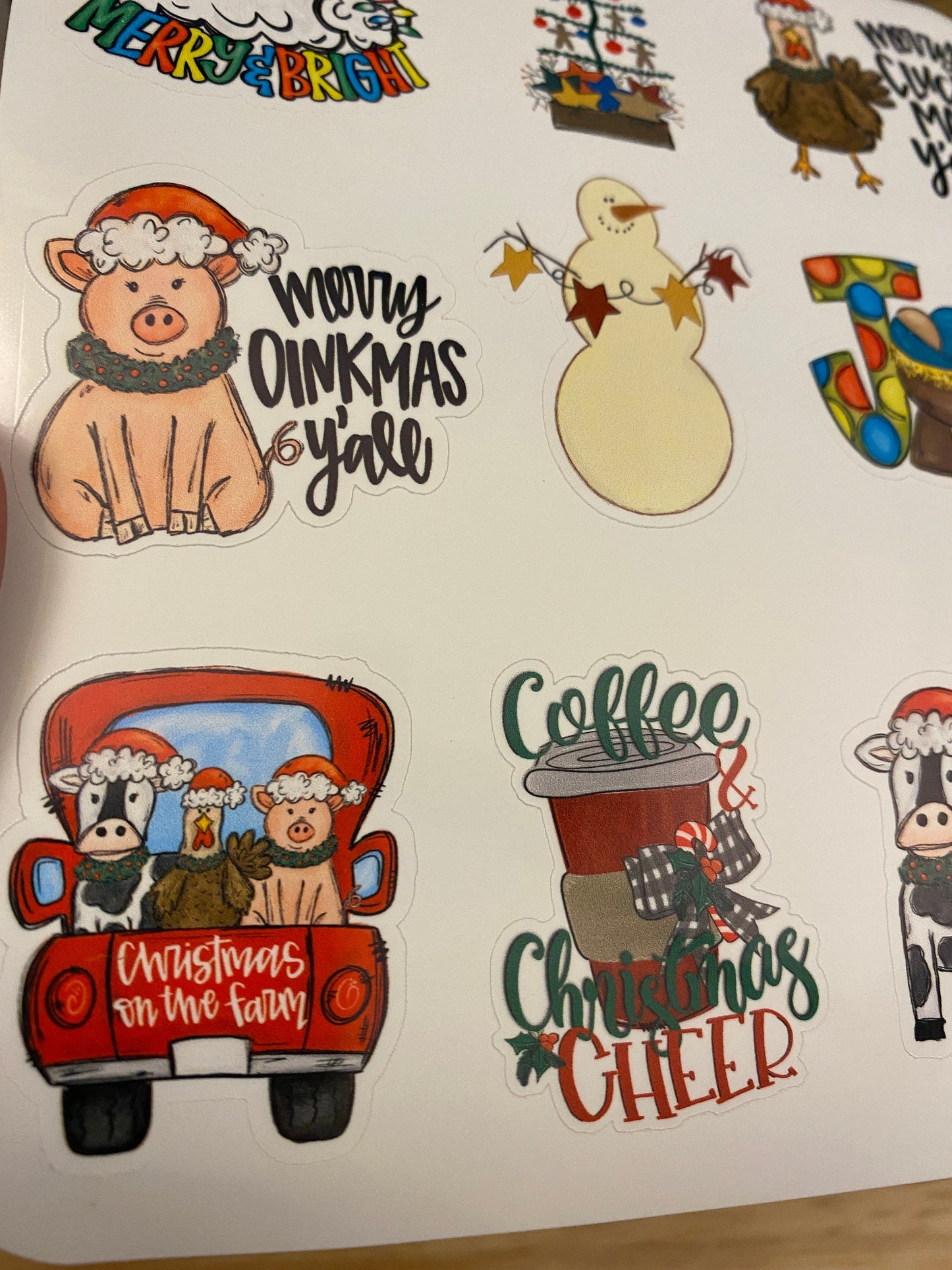 BOPP Christmas Farm Animals Stickers Sheet, Xmas Sticker Sheet, Cute Christmas sheet Sticker