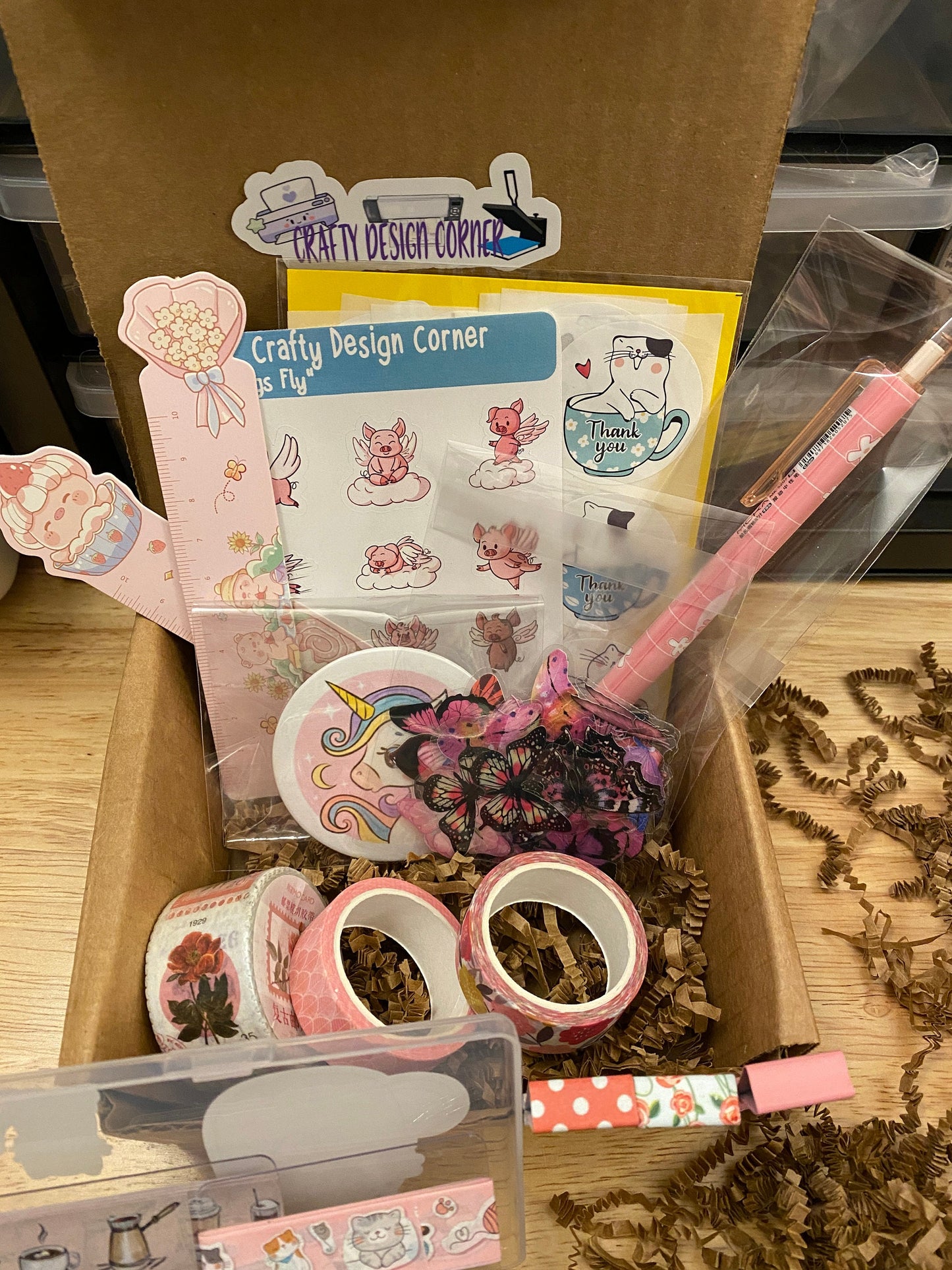 Medium Sized Bundle Box Random Themed Bundle box, Washie Tapes and Stickers, at least 30 random designed items included