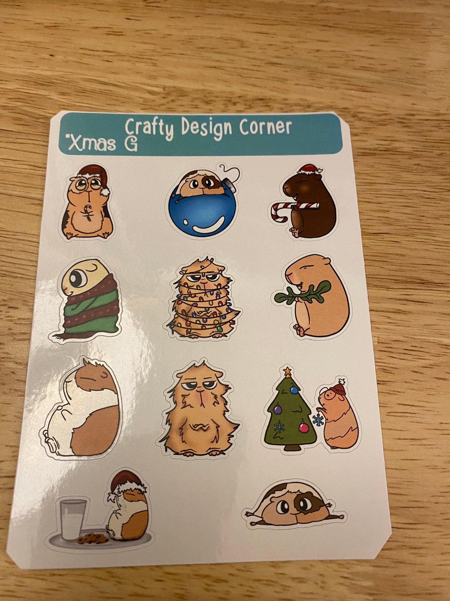 1" Xmas Guinea Pig STICKERS