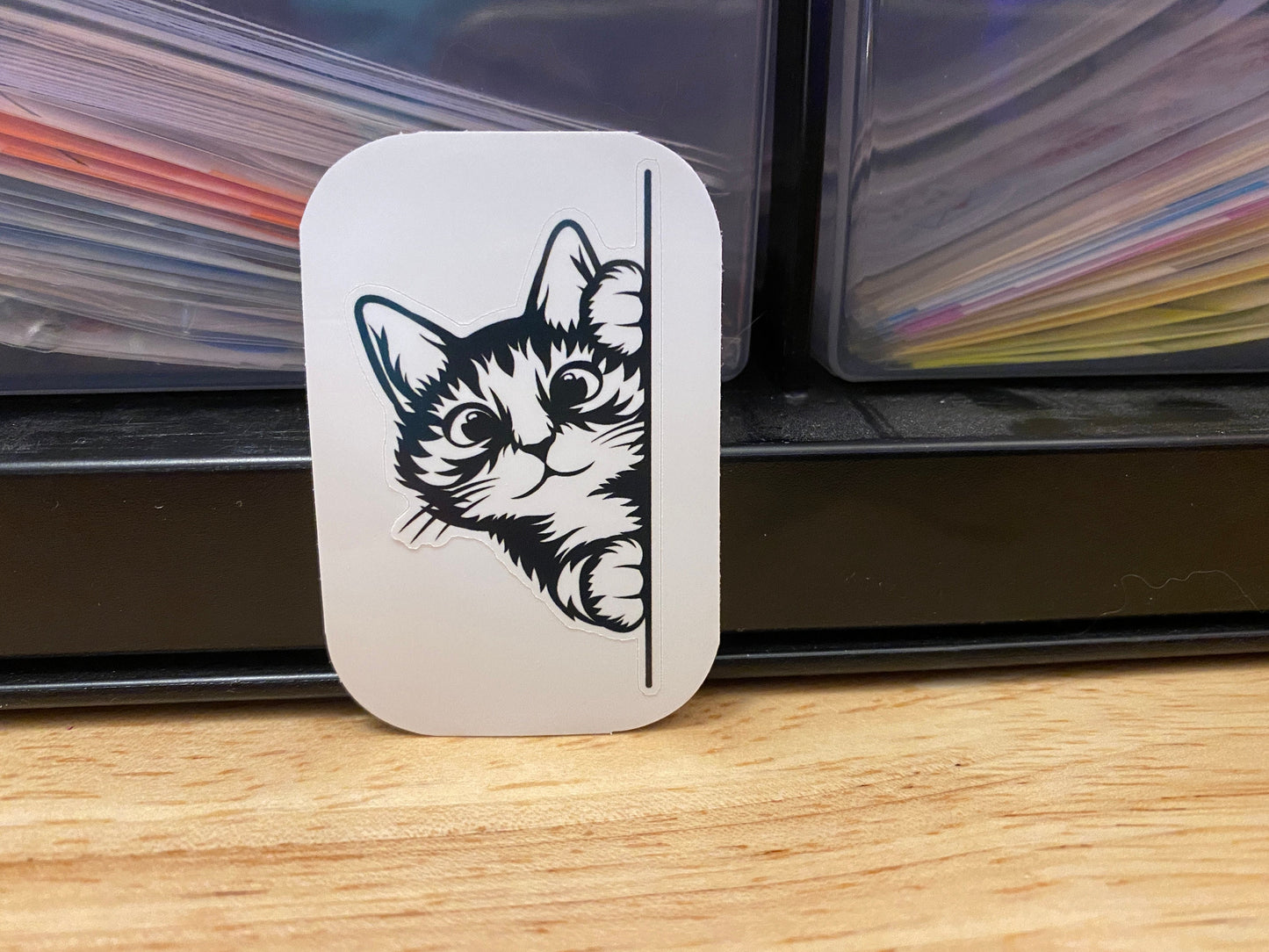 Kitty peeking around the corner STICKER