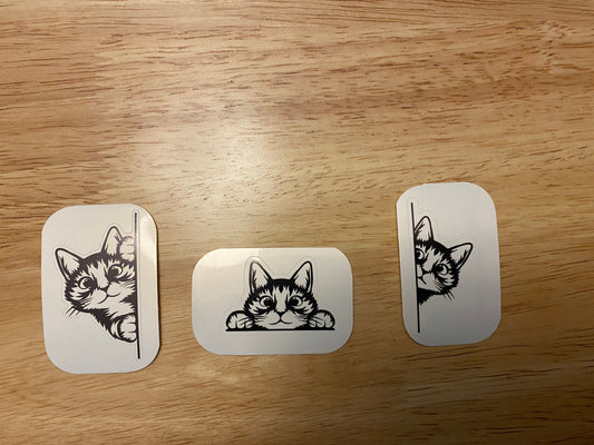 3 corner Peeking Cat Stickers bundle