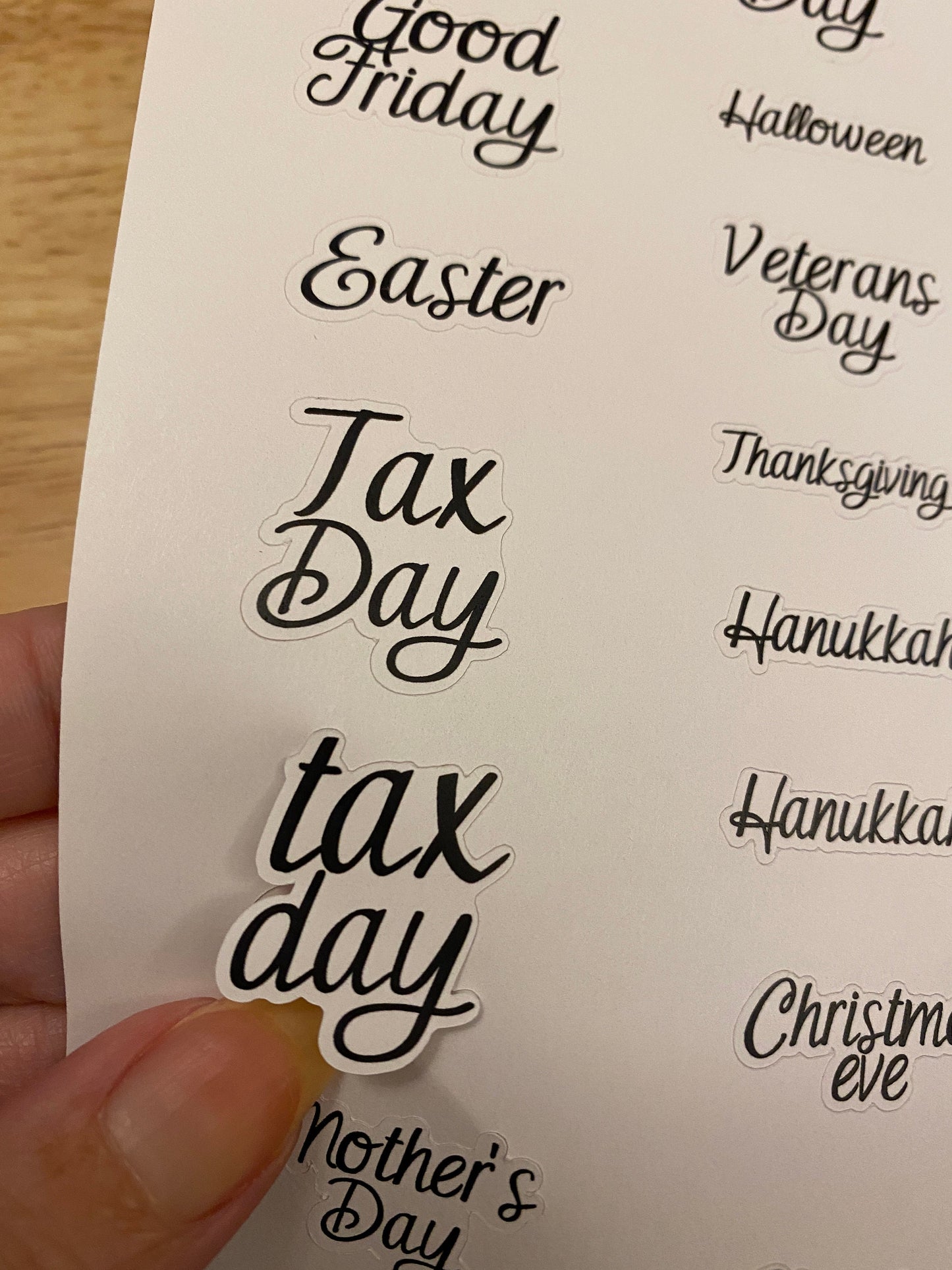 Calendar Stickers Sheet of 1" Monthly Holidays Sticker