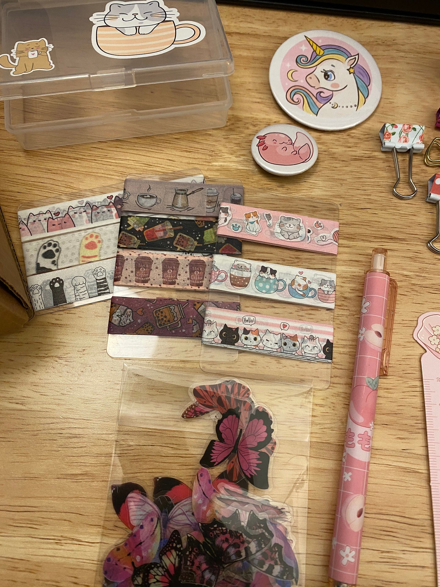 Medium Sized Bundle Box Random Themed Bundle box, Washie Tapes and Stickers, at least 30 random designed items included
