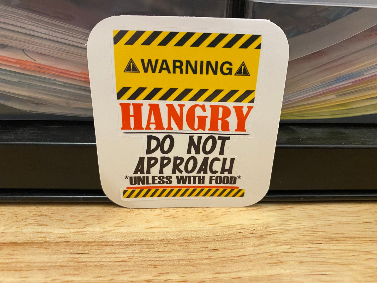 Bolded Warning Hangry Do Not Approach without Food Sticker, Funny Do not approach without food Sticker astreck sticker