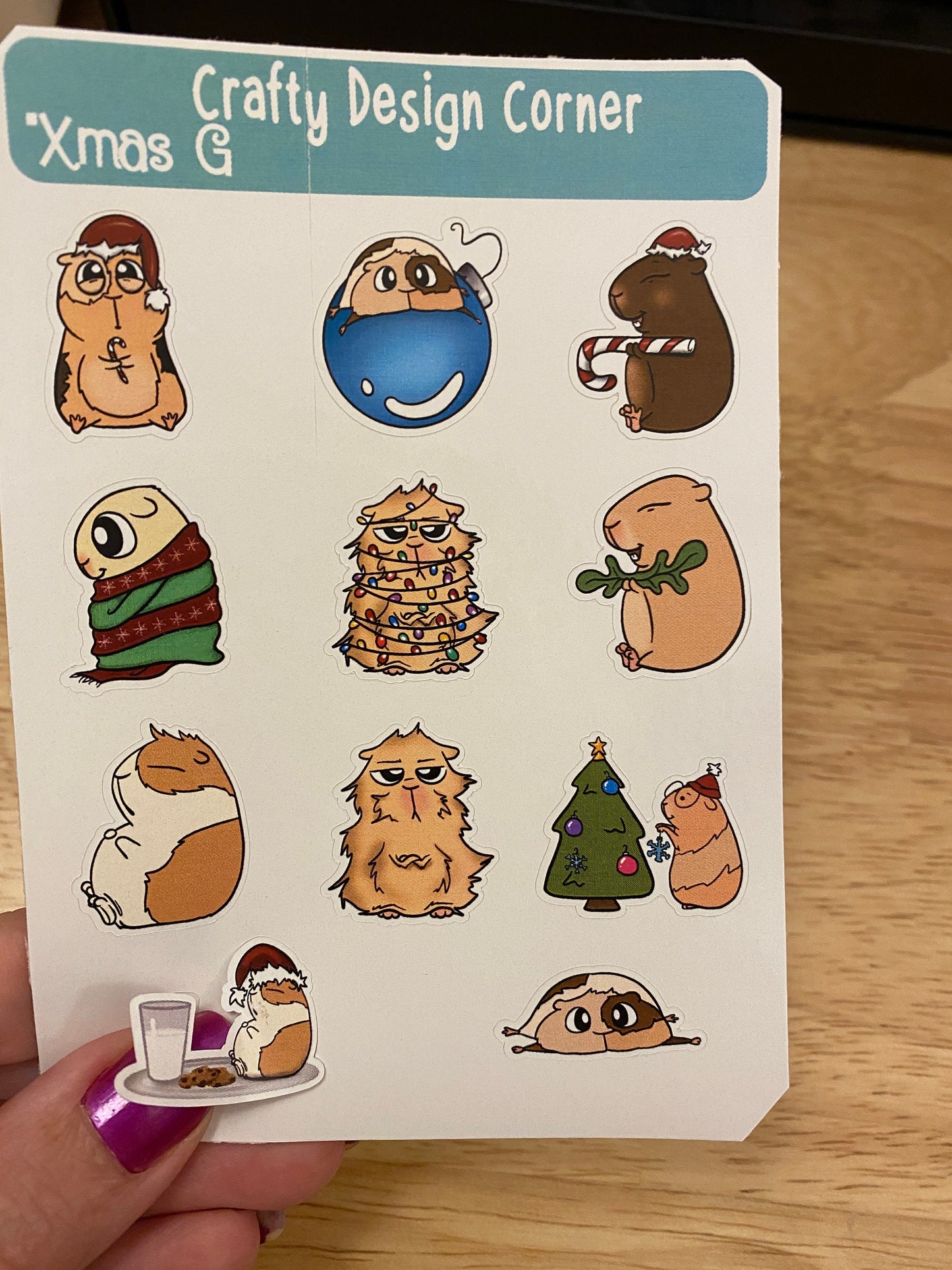 1" Xmas Guinea Pig STICKERS