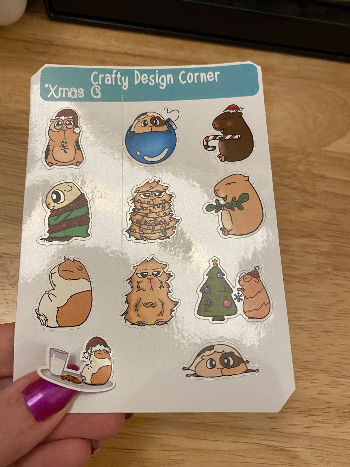 1" Xmas Guinea Pig STICKERS