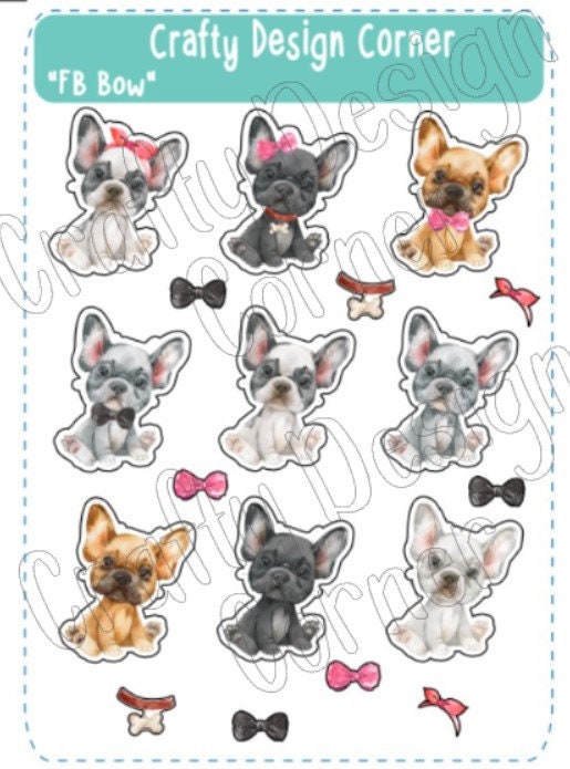 1.1" French Bulldog with decorations STICKERS