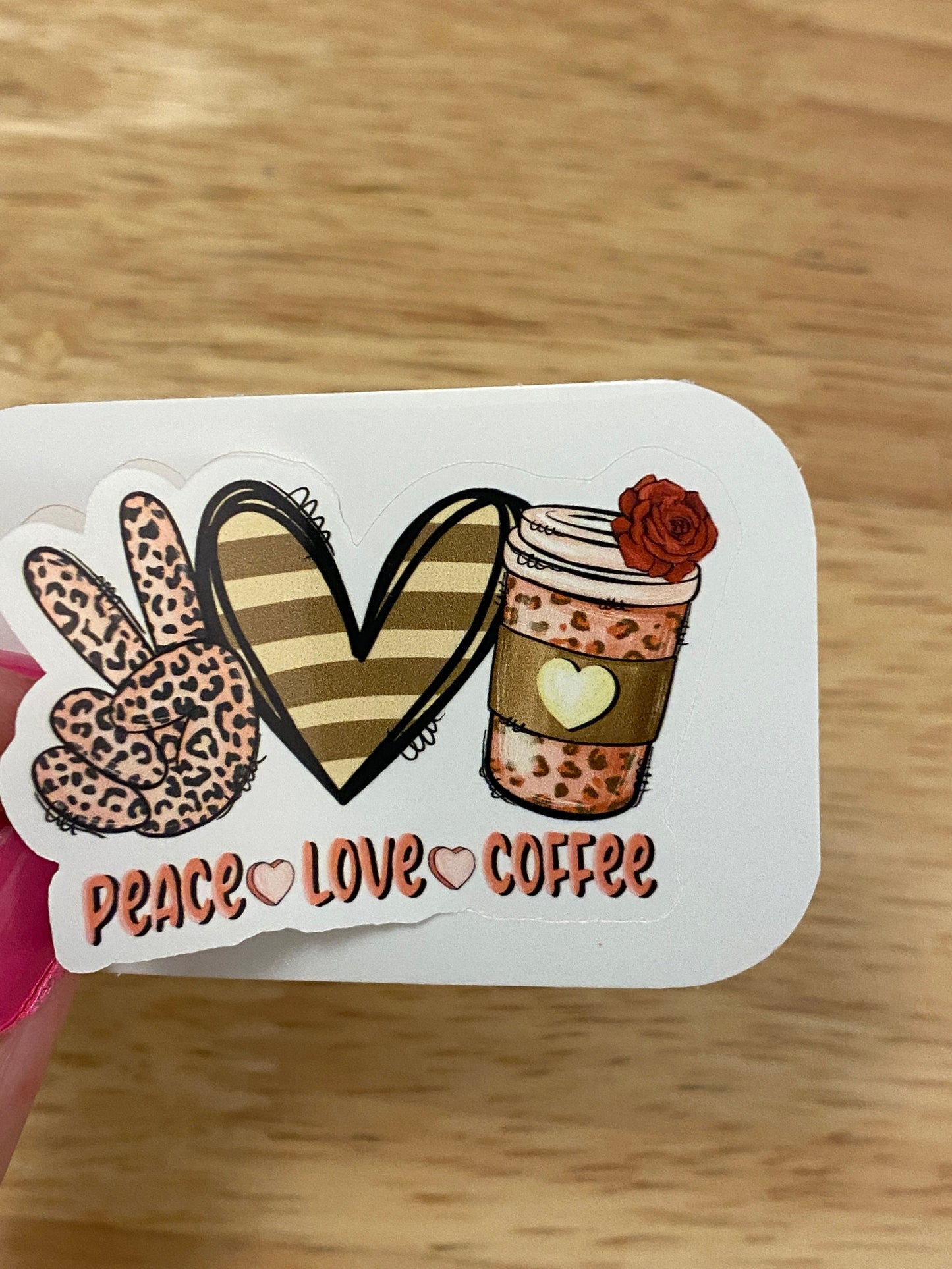 Peace Love Coffee Sticker, Cute Coffee sticker, Coffee Cup, Drink Coffee, Love Peace Coffee sticker