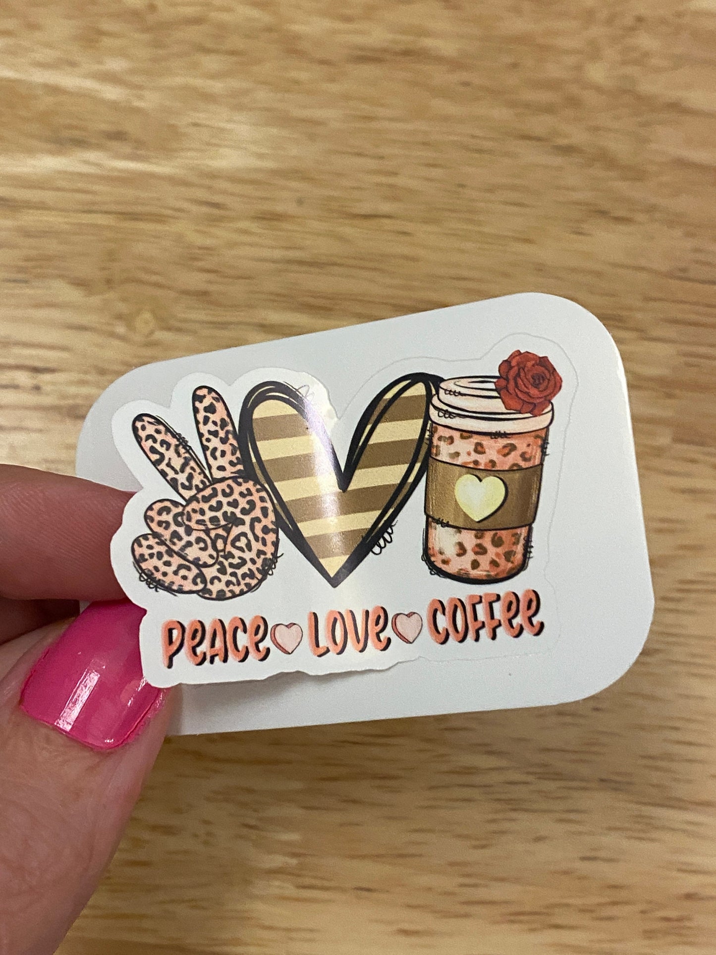 Peace Love Coffee Sticker, Cute Coffee sticker, Coffee Cup, Drink Coffee, Love Peace Coffee sticker