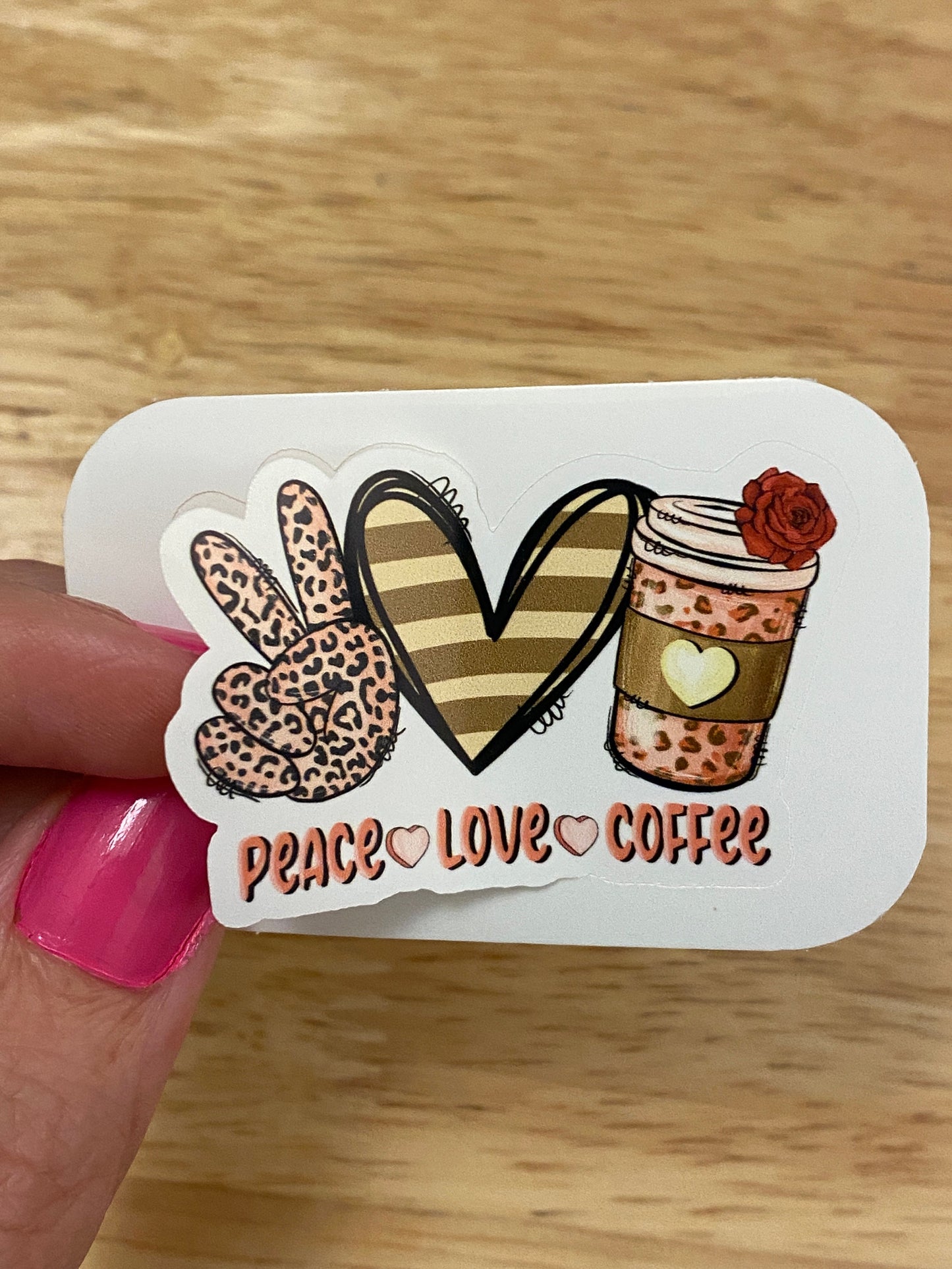 Peace Love Coffee Sticker, Cute Coffee sticker, Coffee Cup, Drink Coffee, Love Peace Coffee sticker