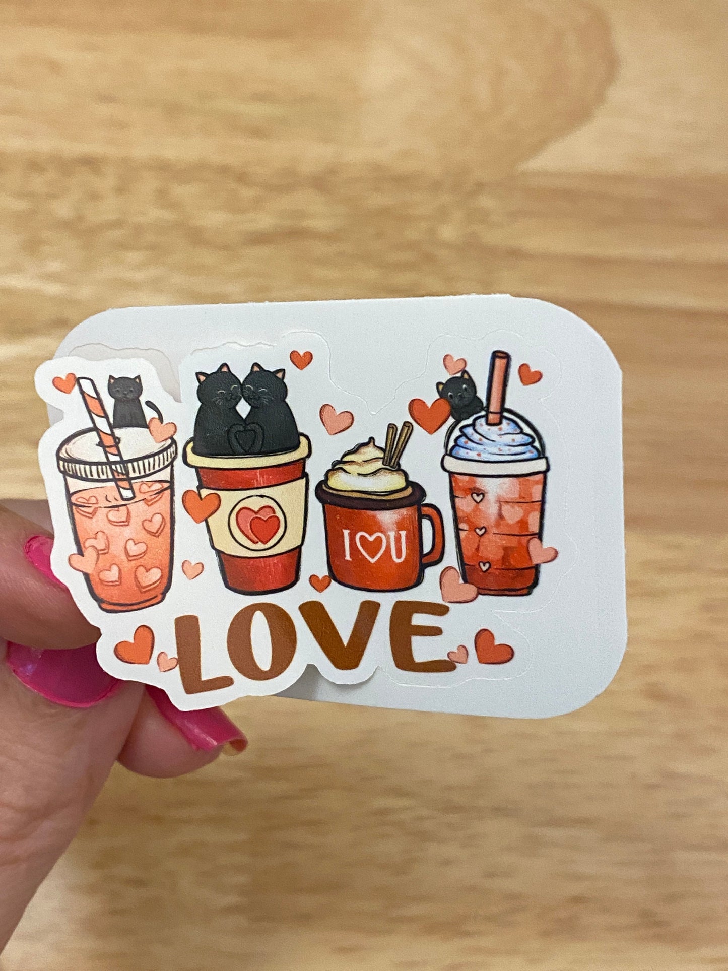 Cat Love Coffee Sticker, Cute Cat Coffee sticker, Cat Coffee Cup, Drink Coffee, Love Cat Coffee sticker