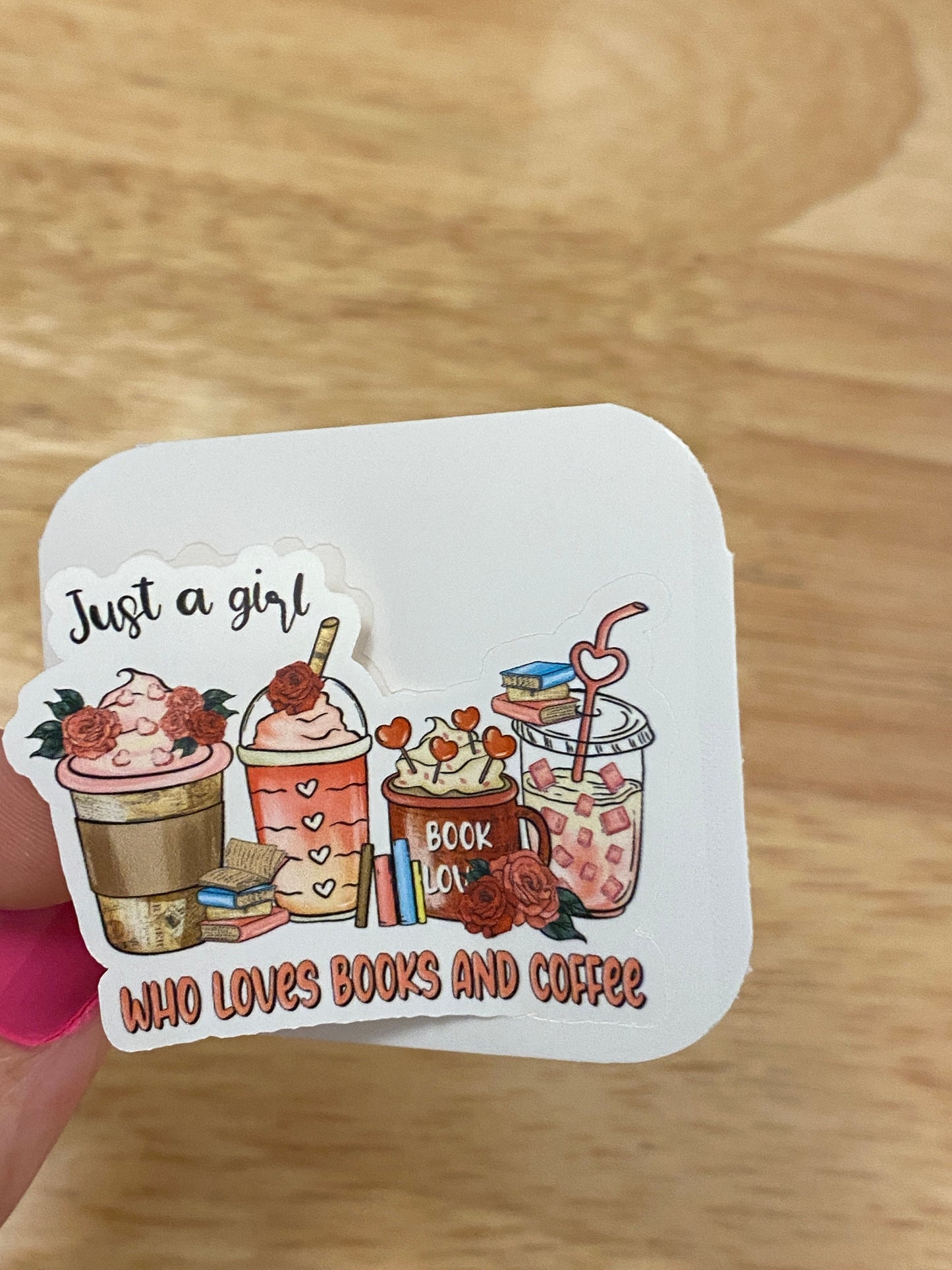 Just a Girl who loves Books and Coffee Sticker, Cute Books and Coffee sticker, Coffee Cup, Drink Coffee, Love Books and Coffee sticker