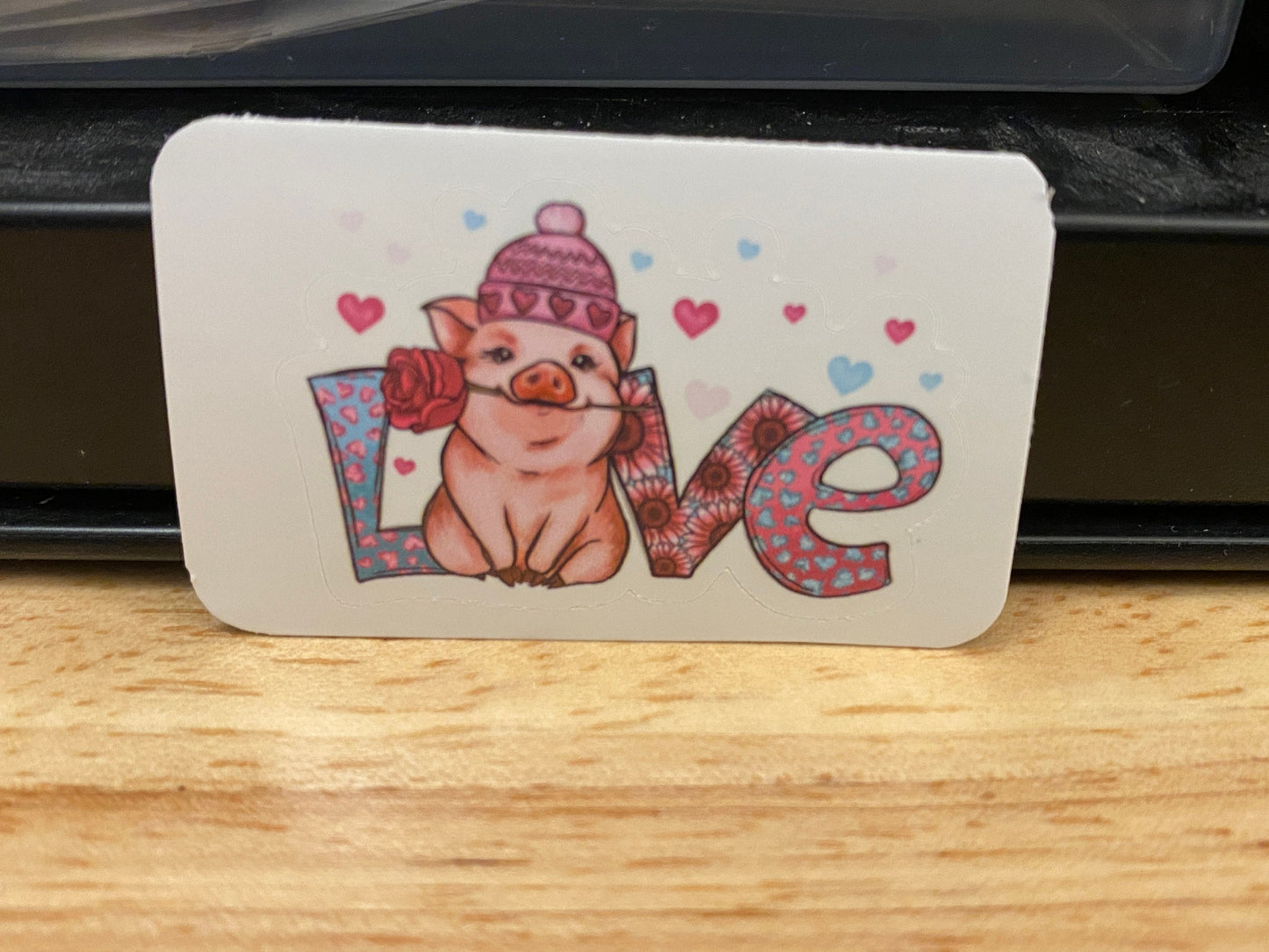 Love Pig with Rose STICKER