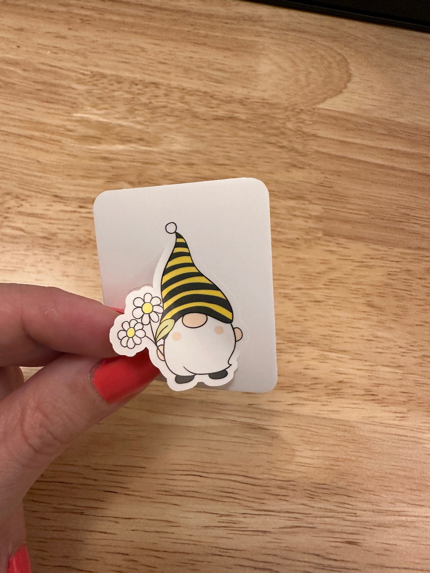 Bee Gnome with Daisy Sticker