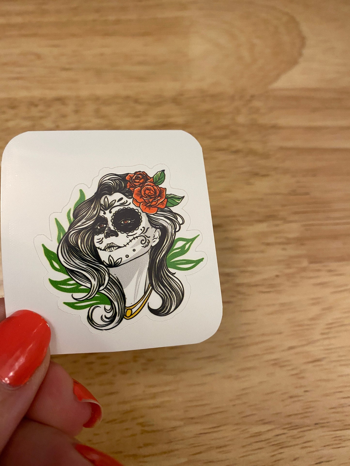 Painted Face Skull with Roses Sticker
