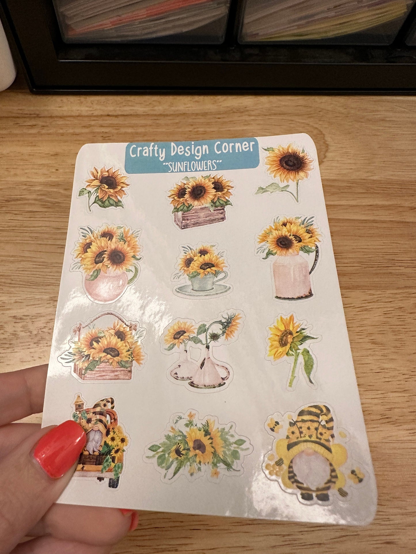 Gnome Sunflower Bouquet Planner STICKER