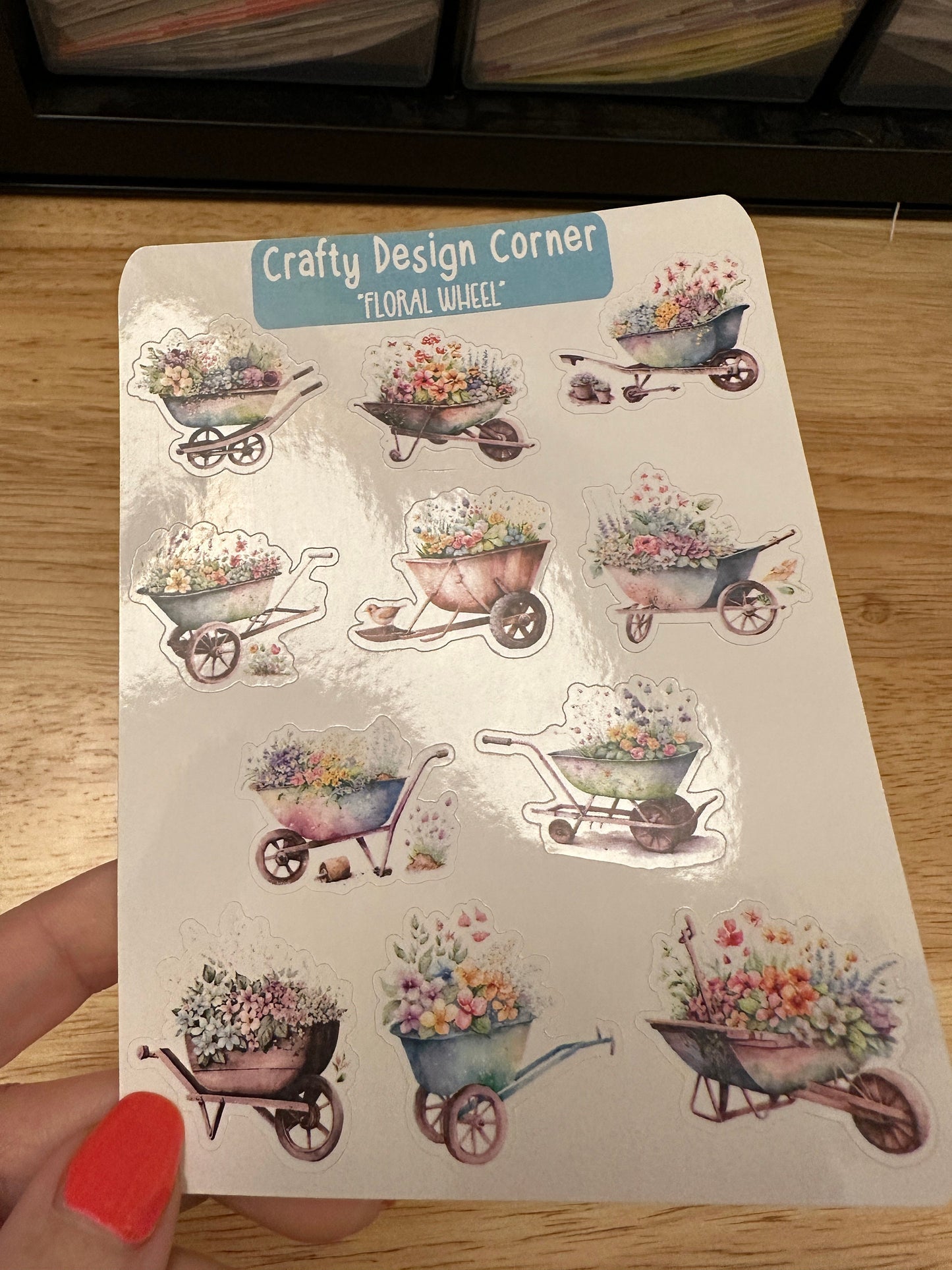 Wheel Barrel Floral Planner STICKER