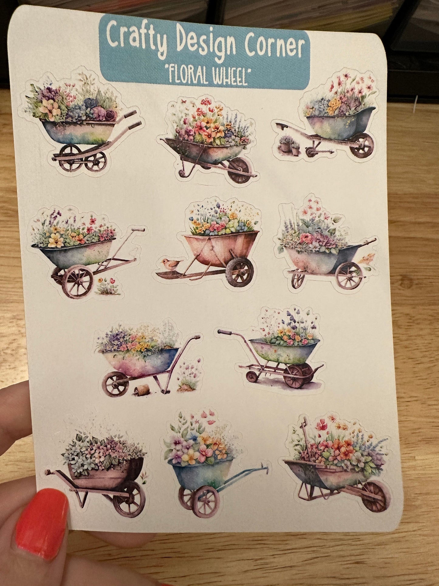 Wheel Barrel Floral Planner STICKER