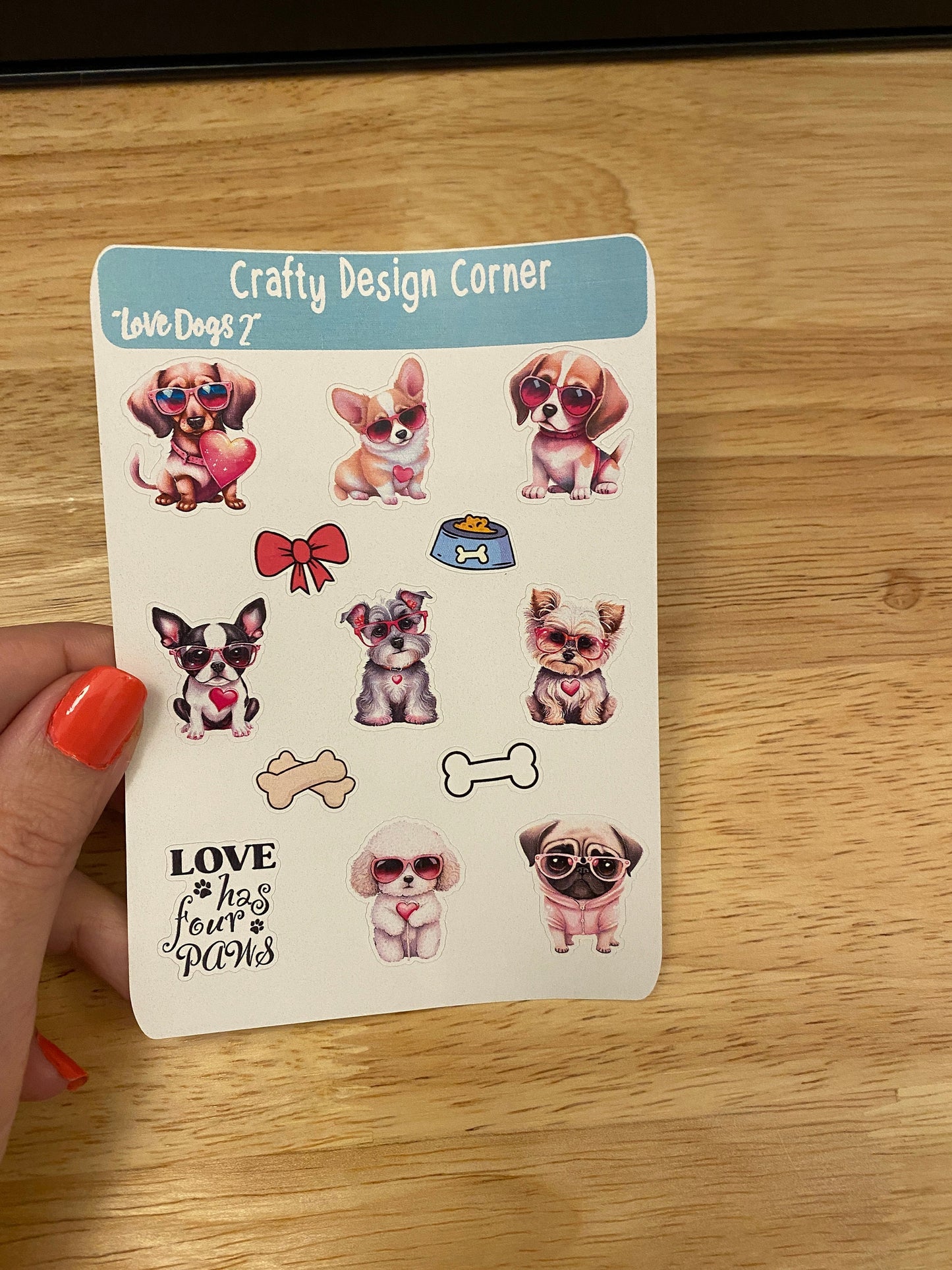 1" Love Dog STICKERS Sheet