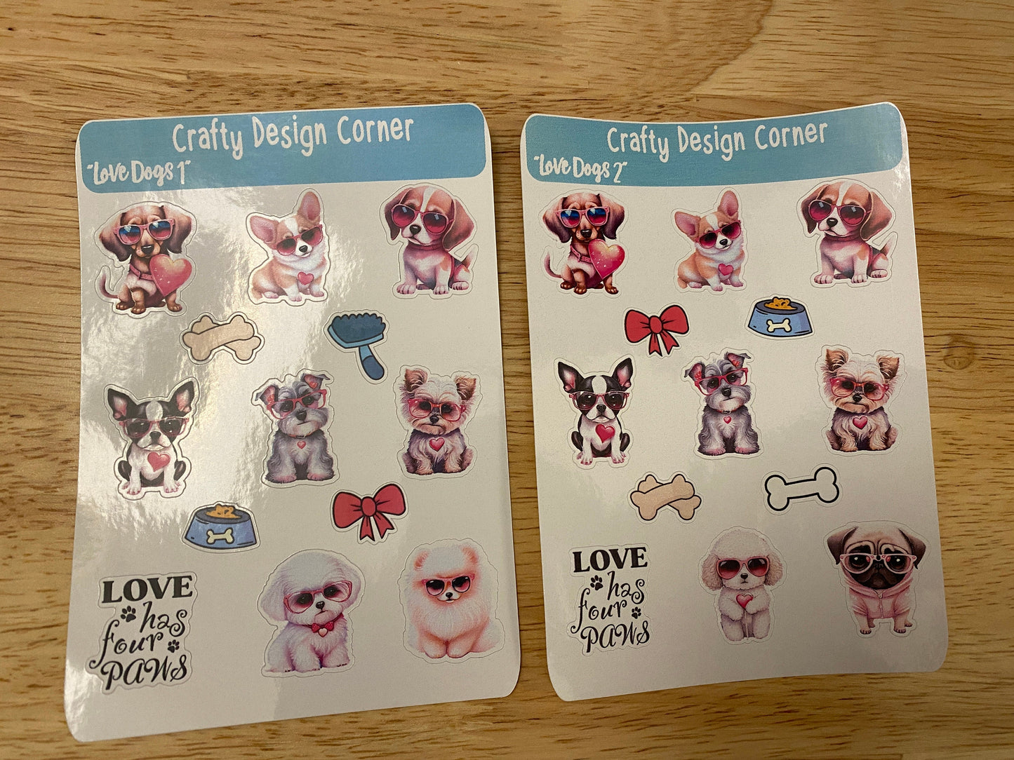 1" Love Dog STICKERS Sheet