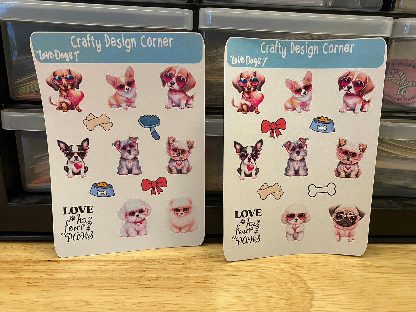 1" Love Dog STICKERS Sheet
