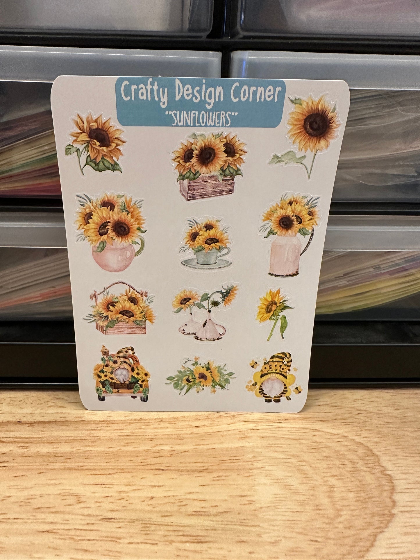 Gnome Sunflower Bouquet Planner STICKER