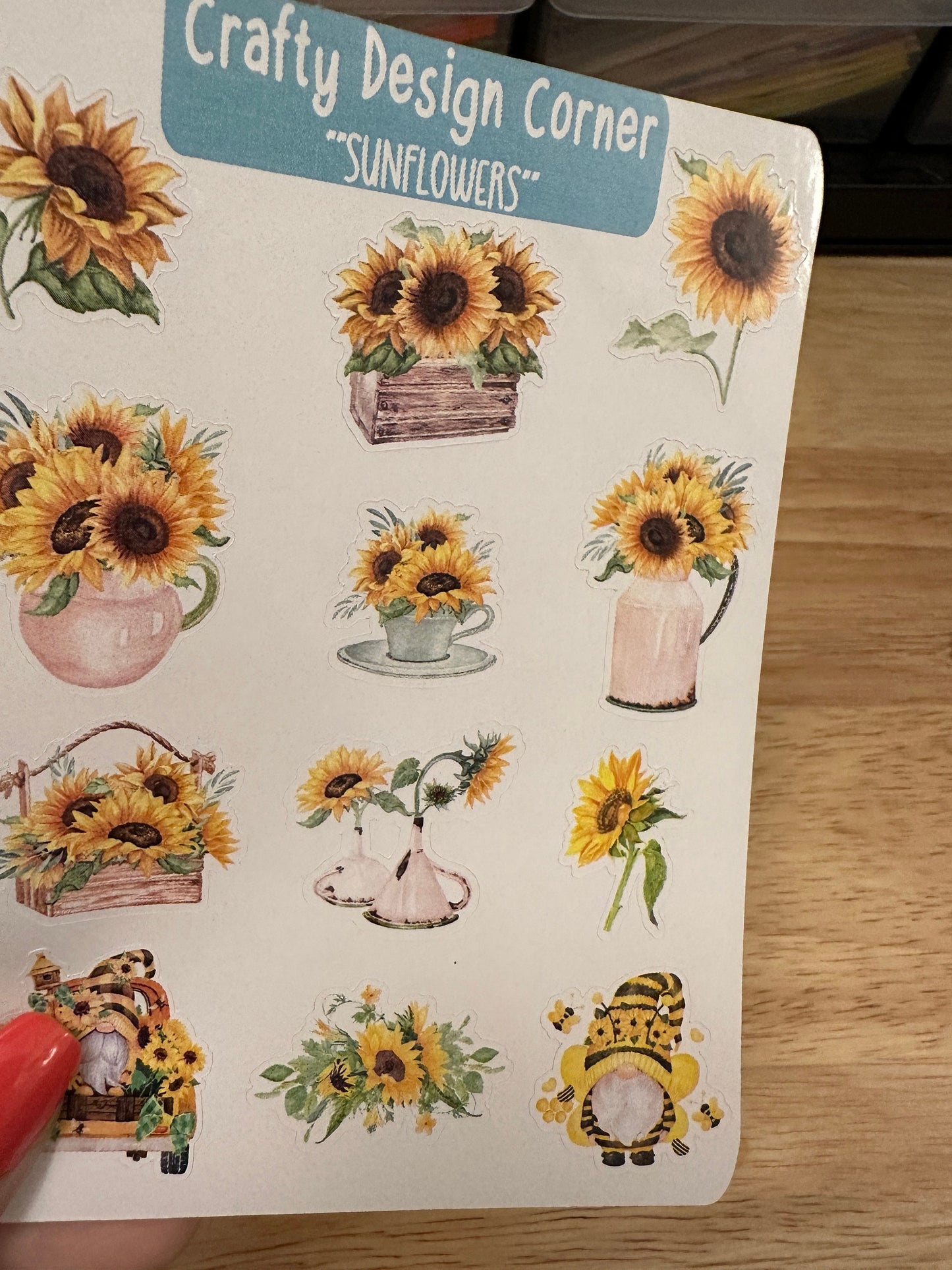 Gnome Sunflower Bouquet Planner STICKER